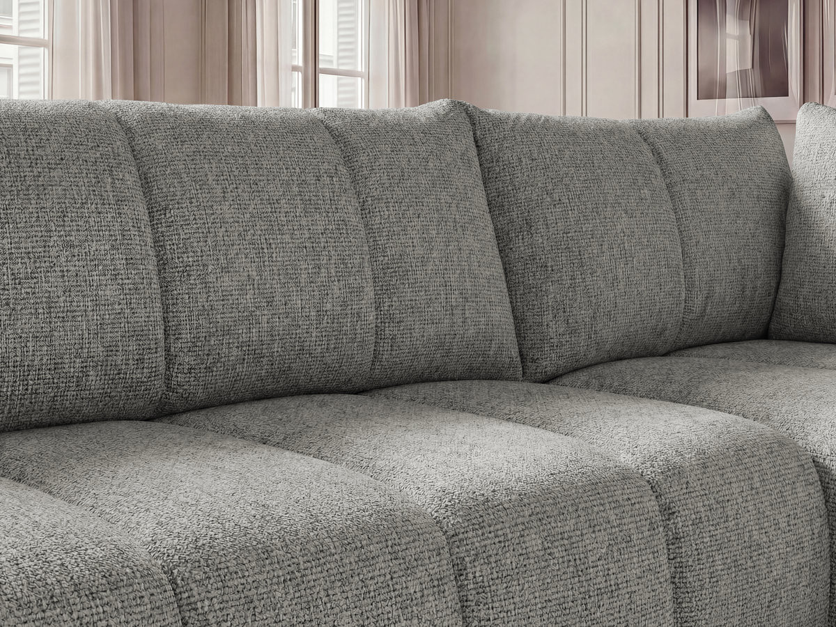 Bobochic Nesty Ecksofa in L-Form, 256 cm, mit Pouf Melange-Stoff Dunkelgrau Ecke rechts