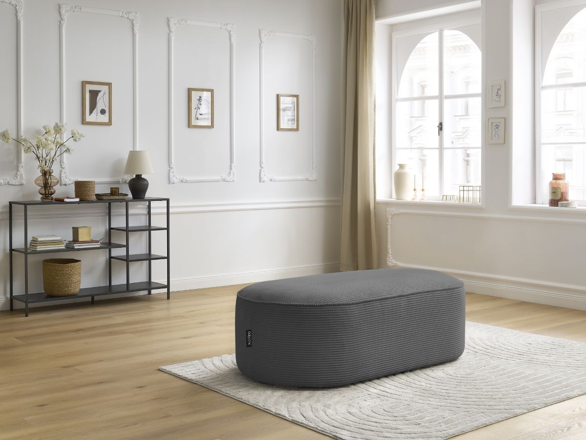 Bobochic Rousseau Pouf Cordsamt Dunkelgrau