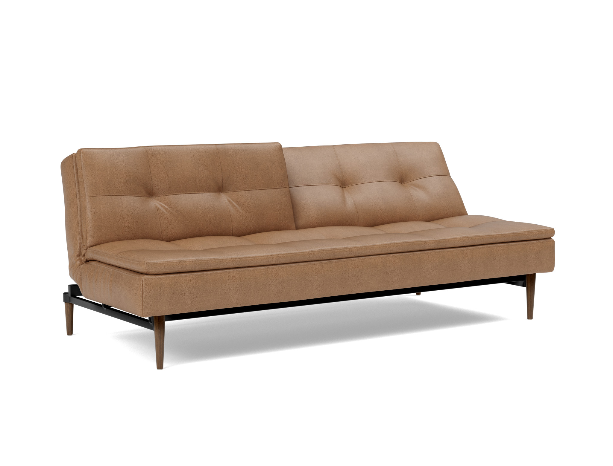 Schlafsofa Dublexo Lederoptik Faunal 551-Brown Beine Styletto Eiche dunkel