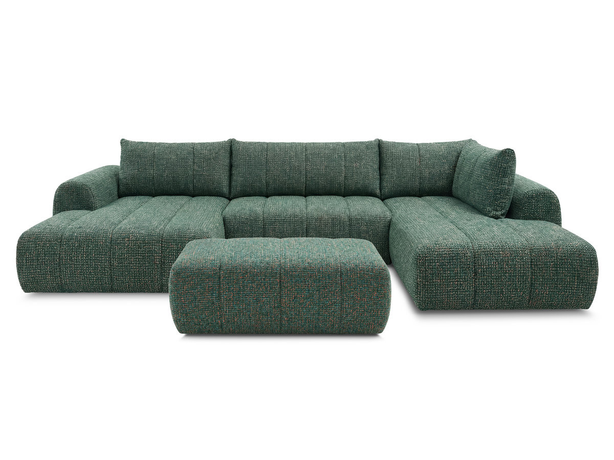 Bobochic Nesty Wohnlandschaft mit Pouf Melange-Stoff Dunkelgrün Ecke links
