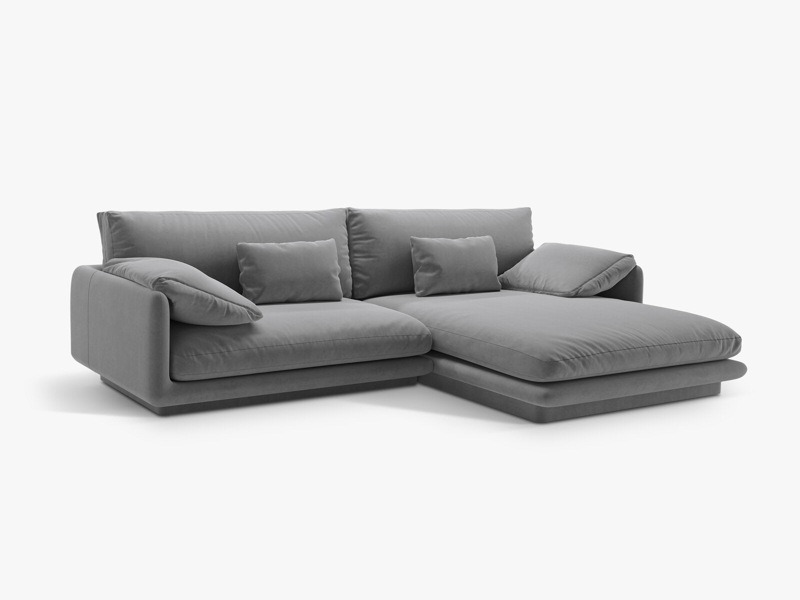 Micadoni Ecksofa Torino 4-Sitzer Rechts Samt Hellgrau