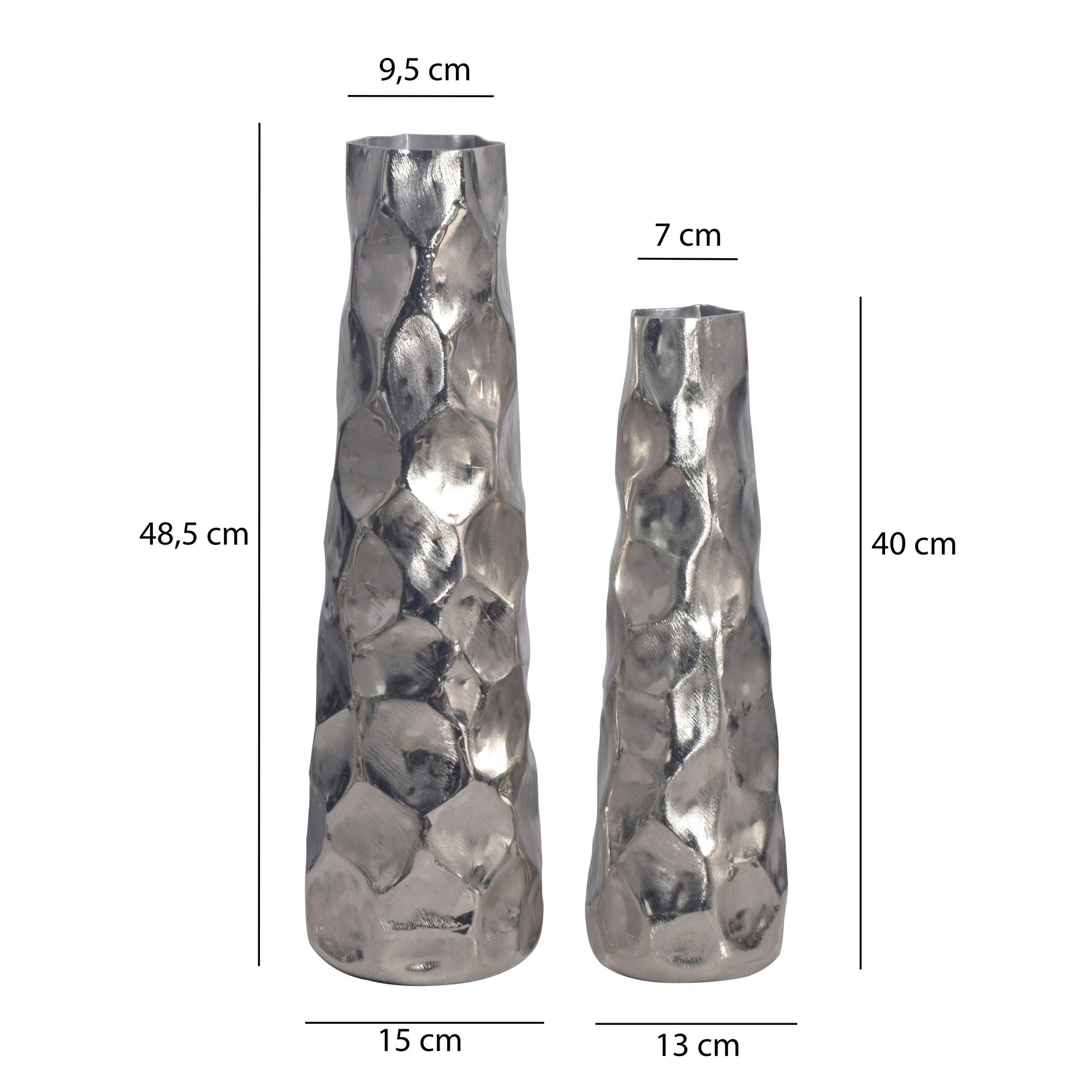 Tischvase Vikeland Aluminium Silber Ø 15 × H 49 cm