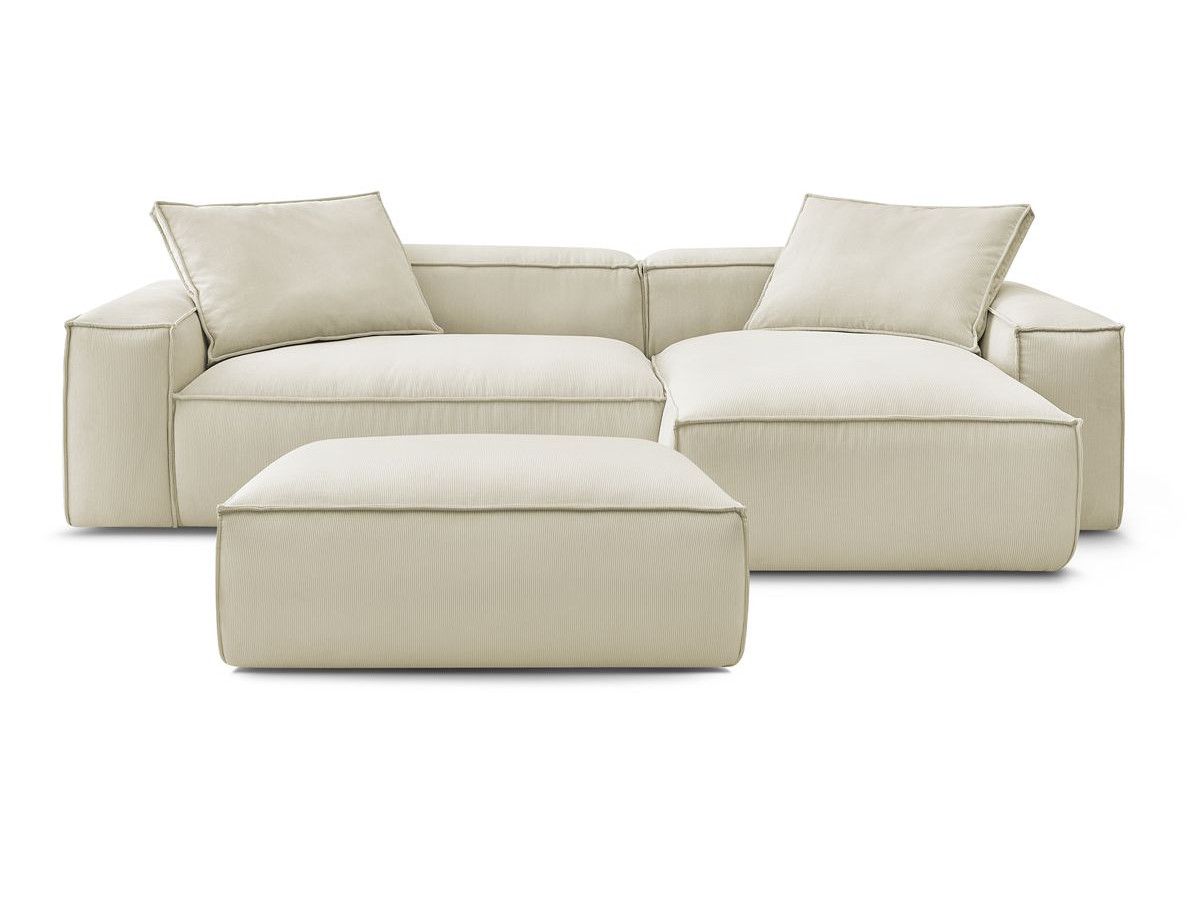 Bobochic Boheme Ecksofa mit Pouf Cordsamt Beige