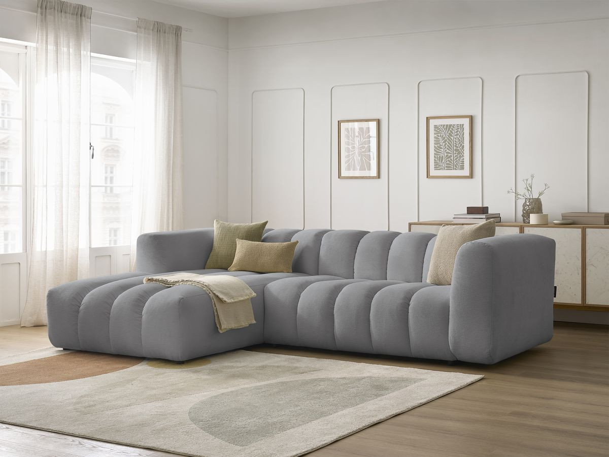 Bobochic Talia Ecksofa Melange-Stoff Hellgrau Ecke links