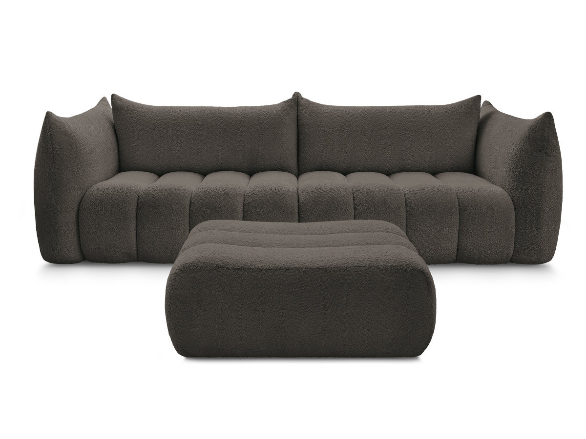 Bobochic Azra Sofa 4-Sitzer mit Pouf Bouclé-Stoff Braun