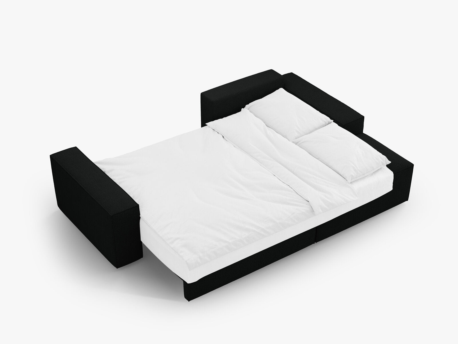 Micadoni Schlaf-Ecksofa Jodie 3-Sitzer Rechts Boucle Schwarz
