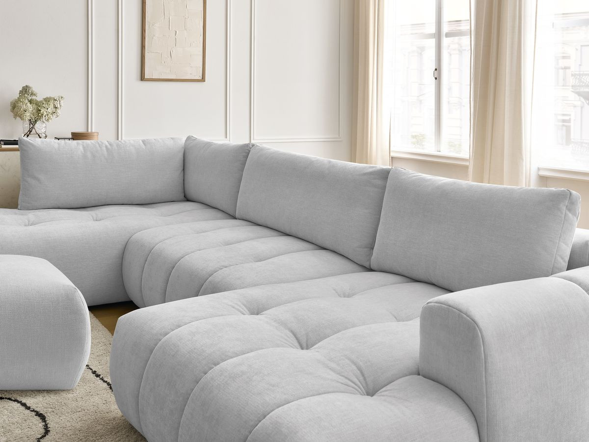 Bobochic Fuji Wohnlandschaft mit Pouf Stoff Hellgrau Ecke rechts