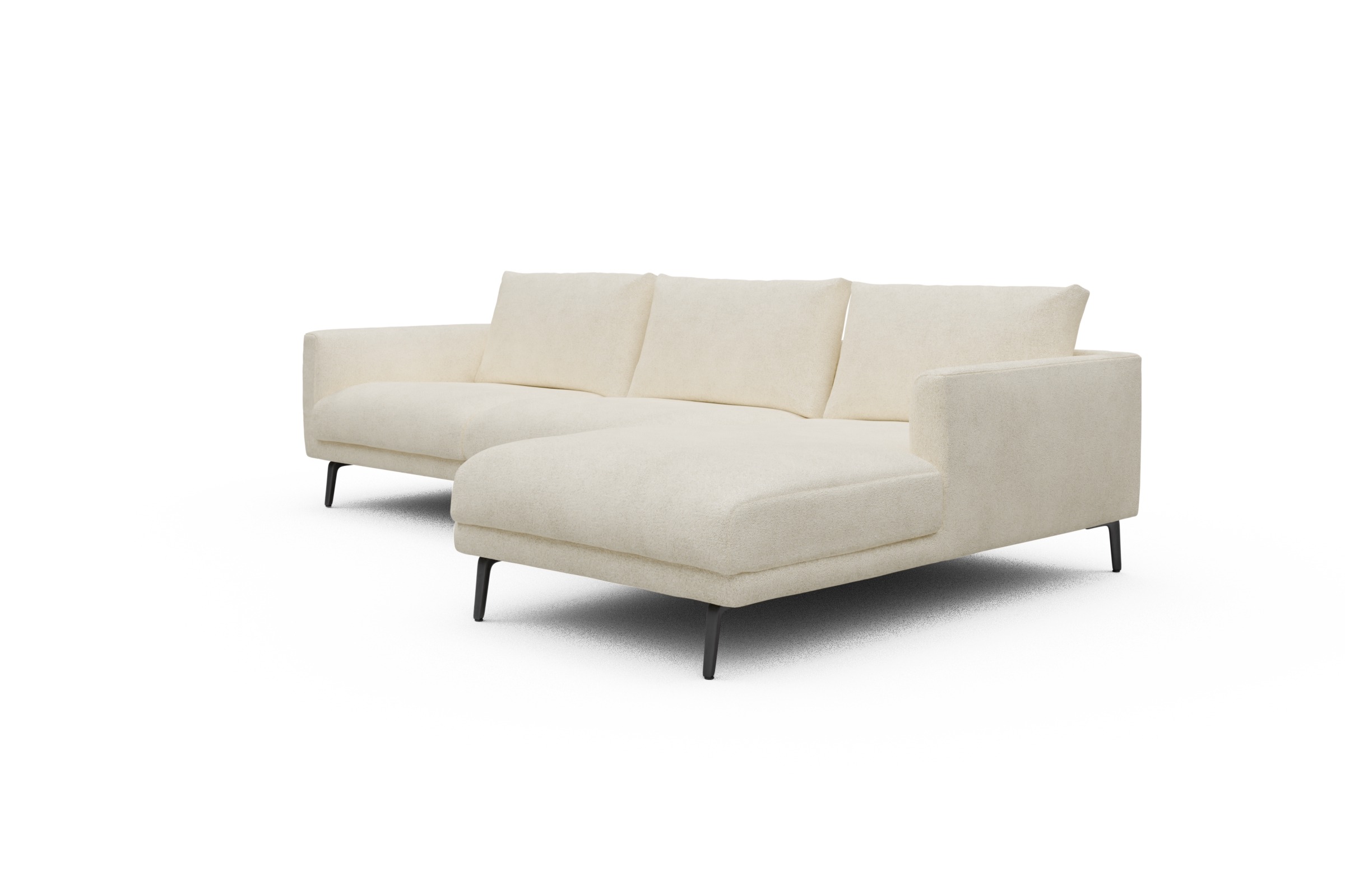 Ecksofa Karl Chaiselongue rechts mit 2,5-Sitzer Boucle-Off-White