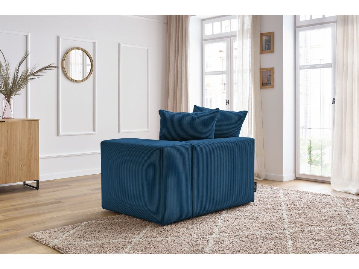 Bobochic Voltaire Sofamodul 1-Sitzer 130 × 100 cm Cordsamt Dunkelblau Ecke rechts