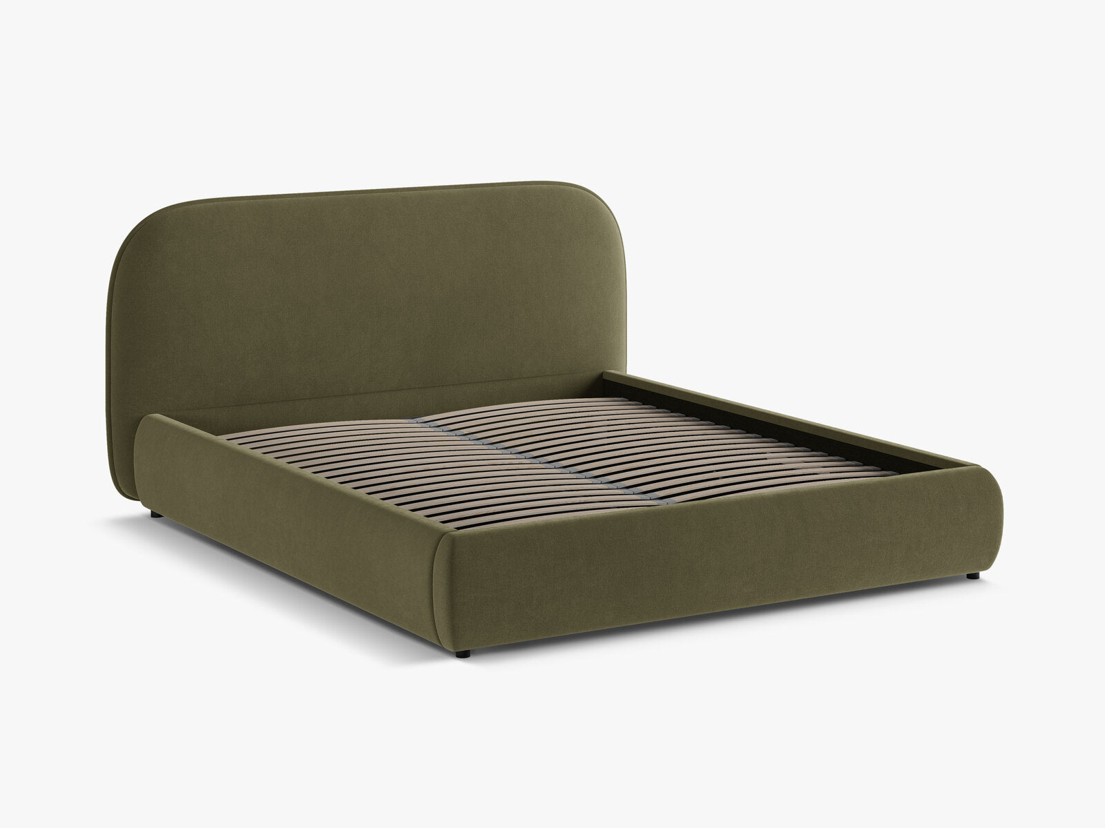 Micadoni Murada Ablagebett mit Kopfteil Samt Salvador Grün 140x200