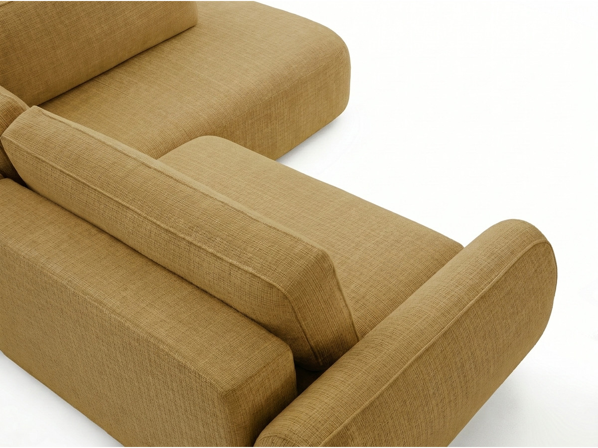 Bobochic Denise Ecksofa mit Schlaffunktion und Bettkasten 256 × 197 cm Strukturstoff Gelb Ecke rechts