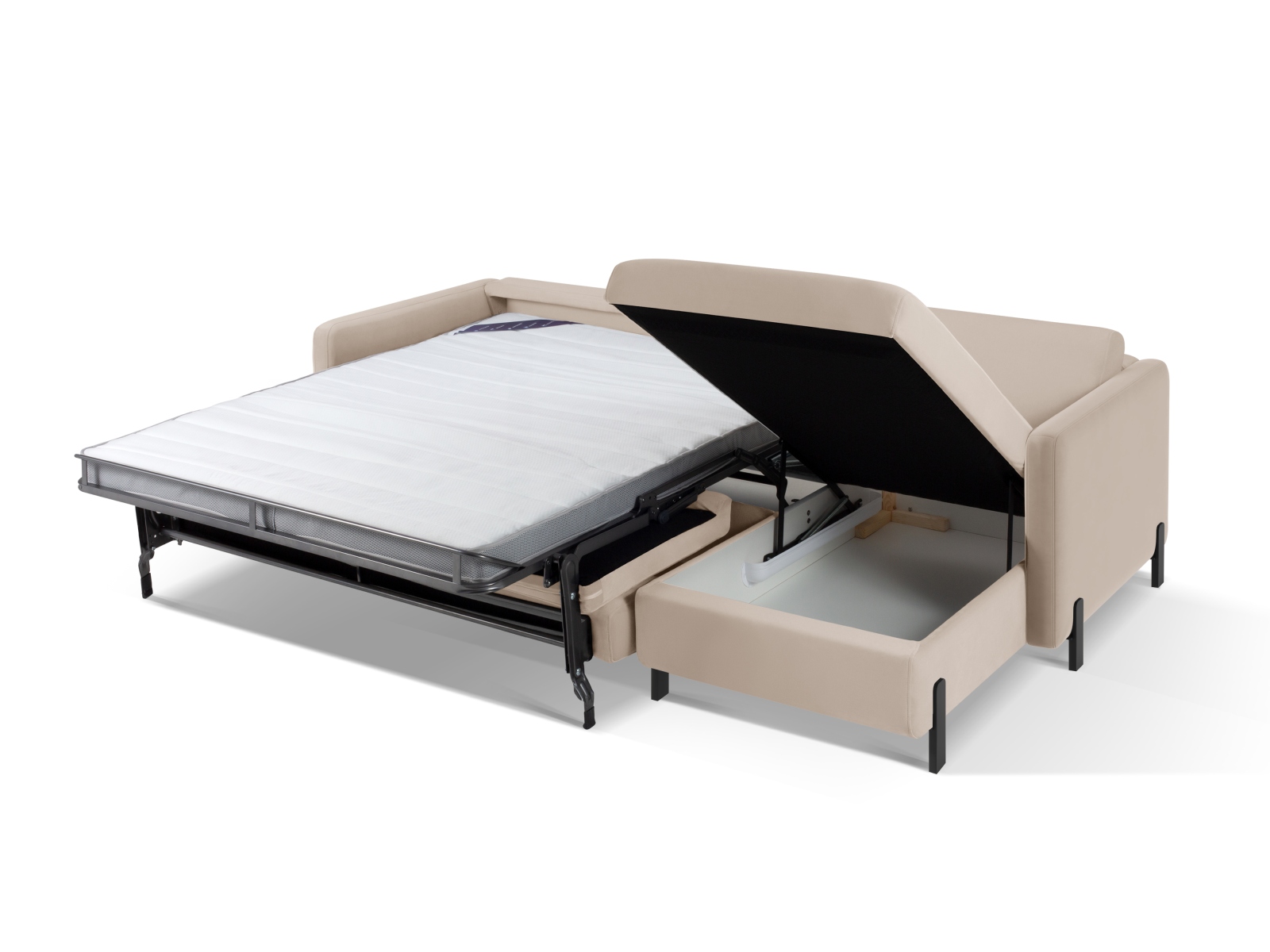 Micadoni Schlaf-Ecksofa Gloria 5-Sitzer Rechts Samt Beige 205x160