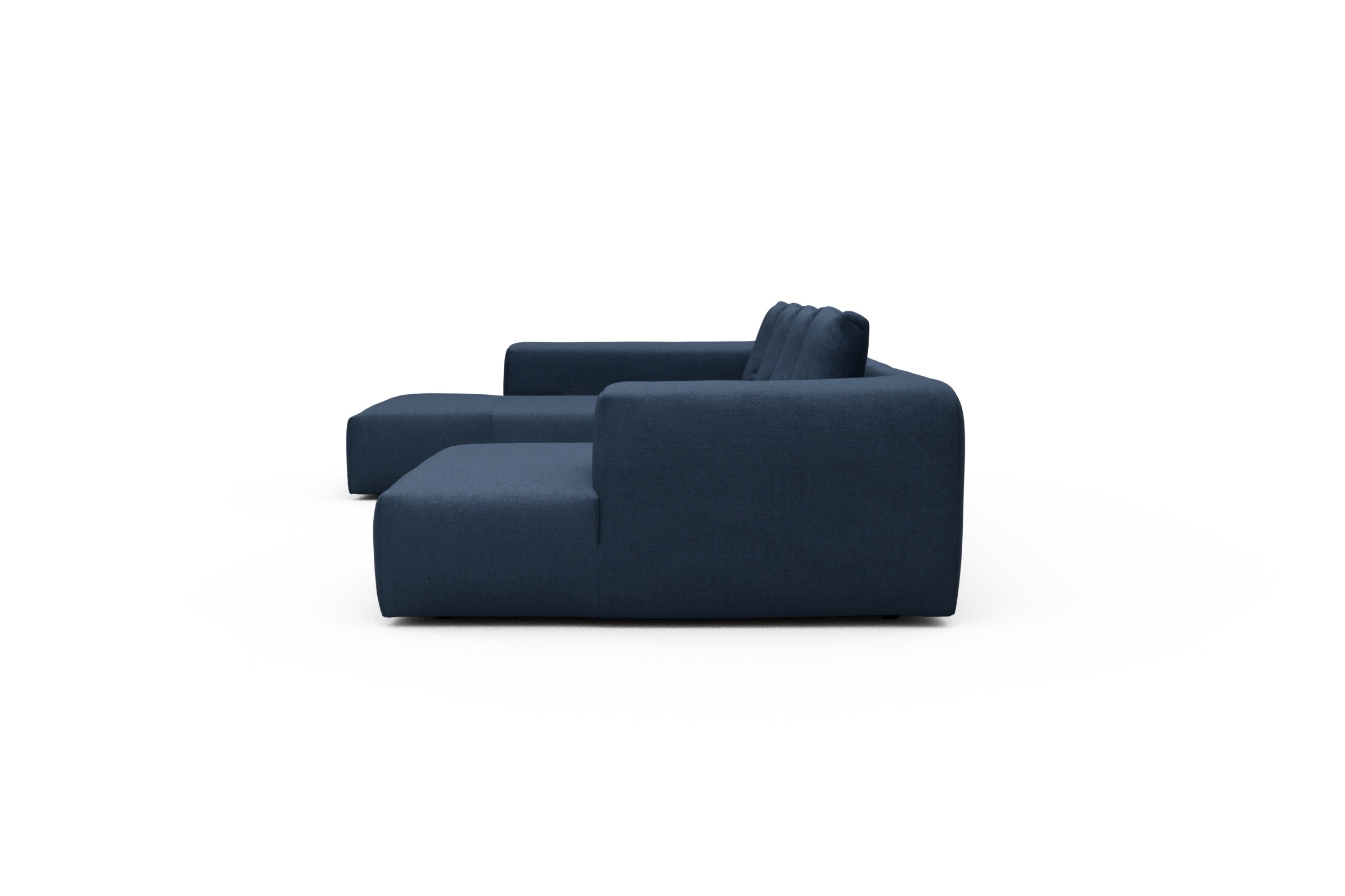 Wohnlandschaft Fred Relax-Ecke links mit 2-Sitzer und Chaiselongue rechts Strukturierter Stoff Weda 302-Weda-Blue