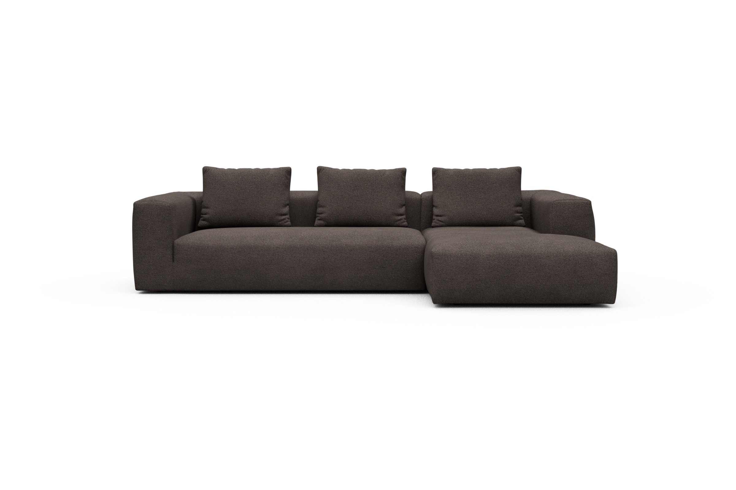 Skandi Home Ecksofa Fred Chaiselongue rechts mit 2,5-Sitzer Boucle-Taupe moebelfaktor