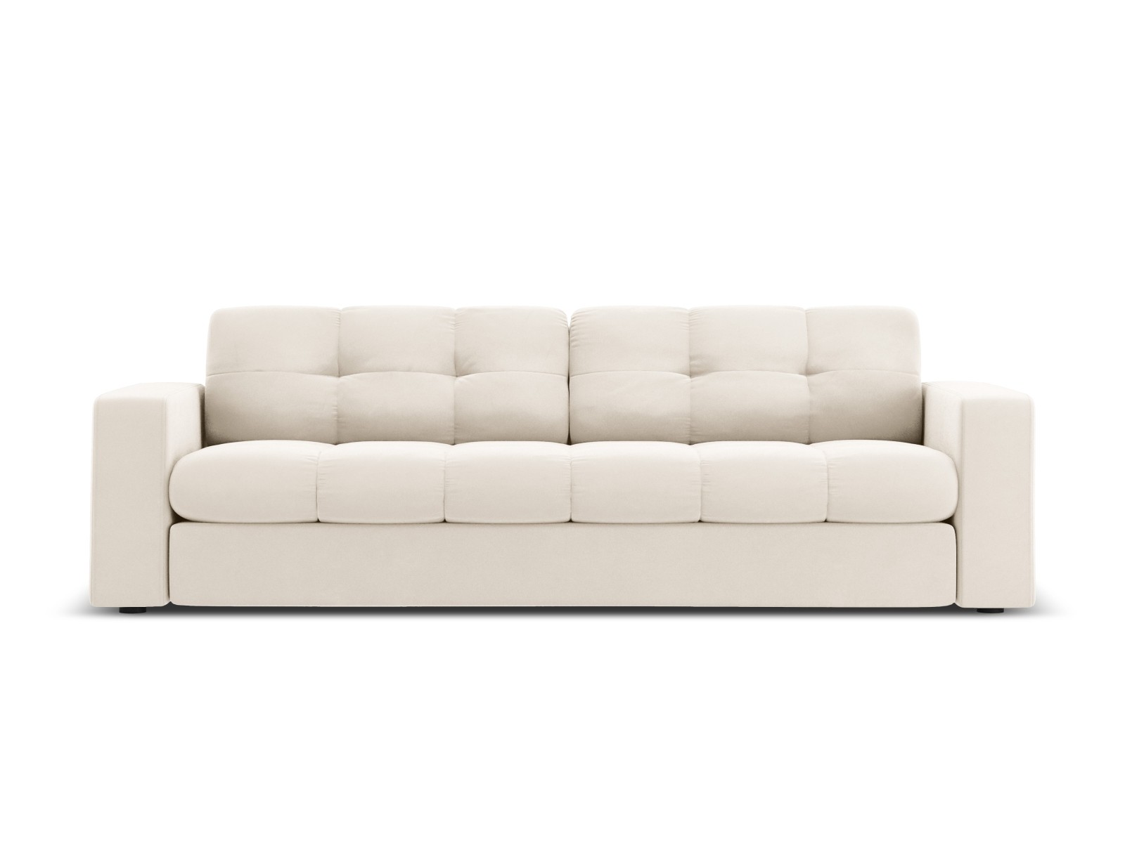 3-Sitzer Velvet Sofa Justin | Bezug Light Beige | Beinfarbe Black Plastic
