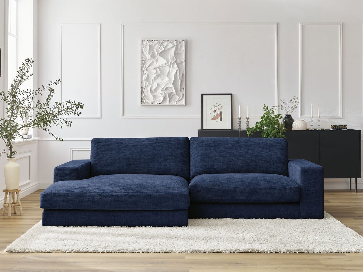 Bobochic Leonard Ecksofa 234 × 159 cm Strukturstoff Dunkelblau Ecke links