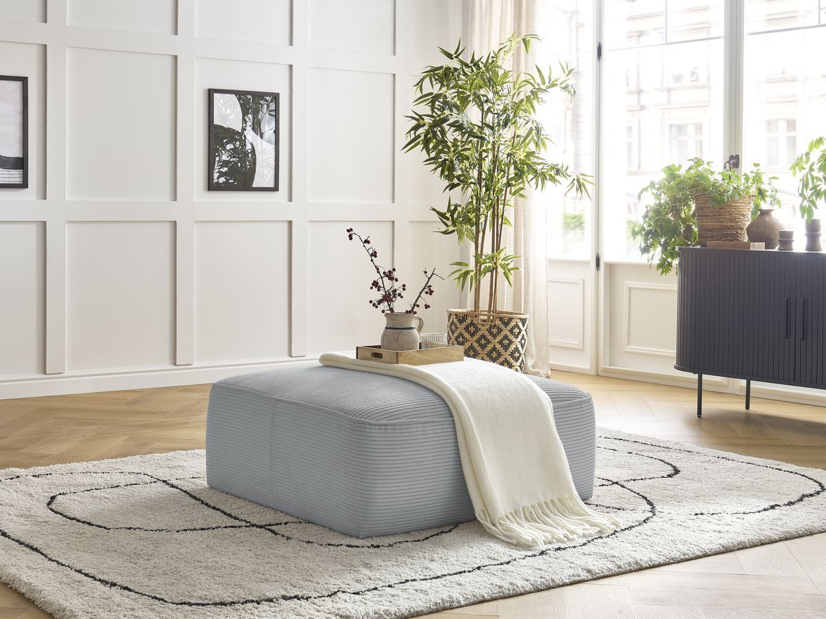 Bobochic Leopold Pouf Cordsamt Hellgrau