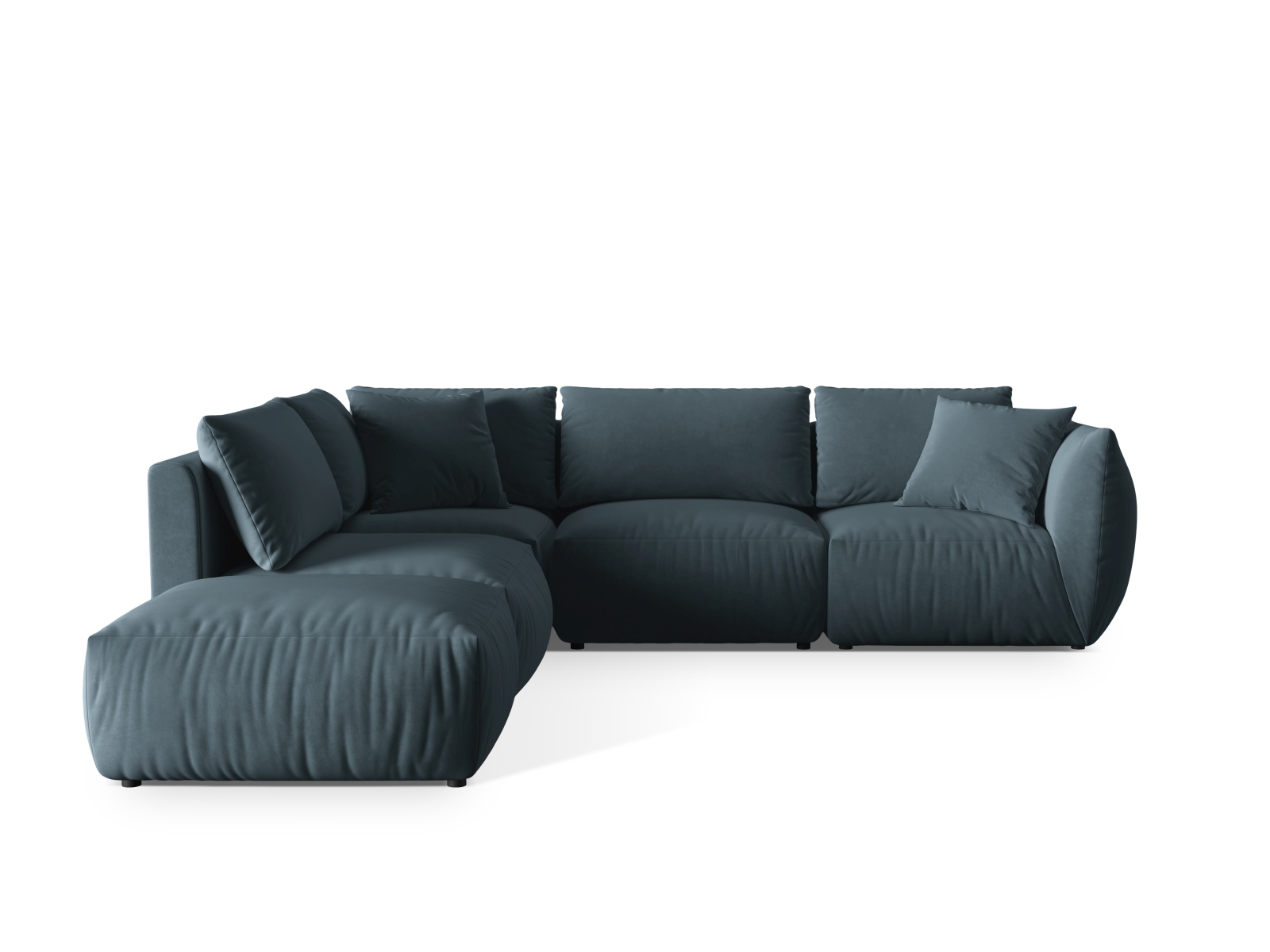 Micadoni Modulares Ecksofa Chris 4-Sitzer Links Samt Pastellblau
