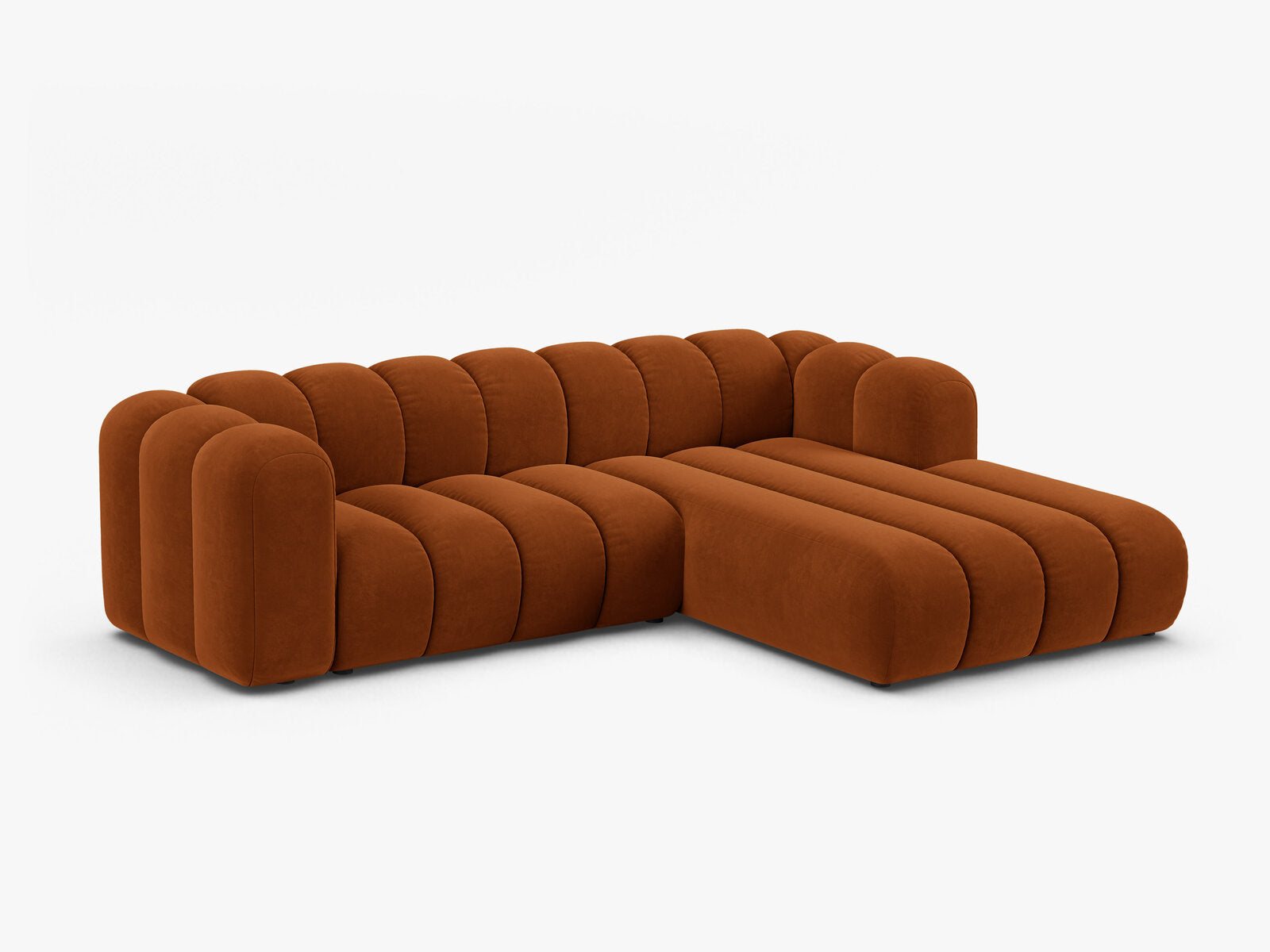 Micadoni Modulares Ecksofa Lupine 4-Sitzer mittelgroß Rechts Samt Salvador Terrakotta