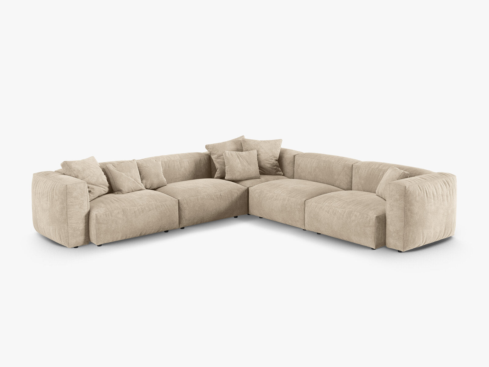 Micadoni modulares symmetrisches Ecksofa XL Martina 5-Sitzer 90cm Sitztiefe Samt Vogue Helles Beige