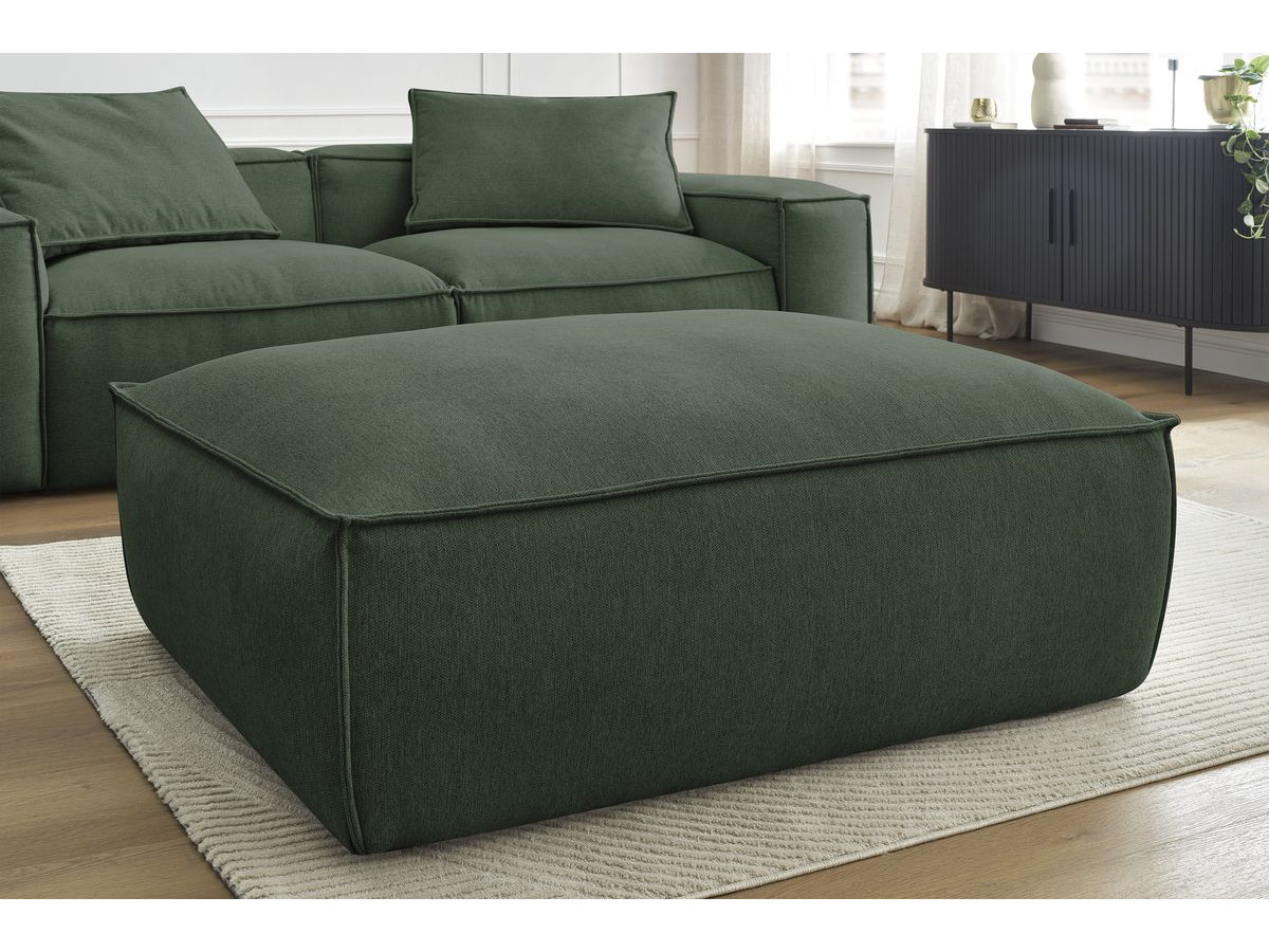 Bobochic Boheme Sofa 4-Sitzer mit Pouf Melange-Stoff Grün