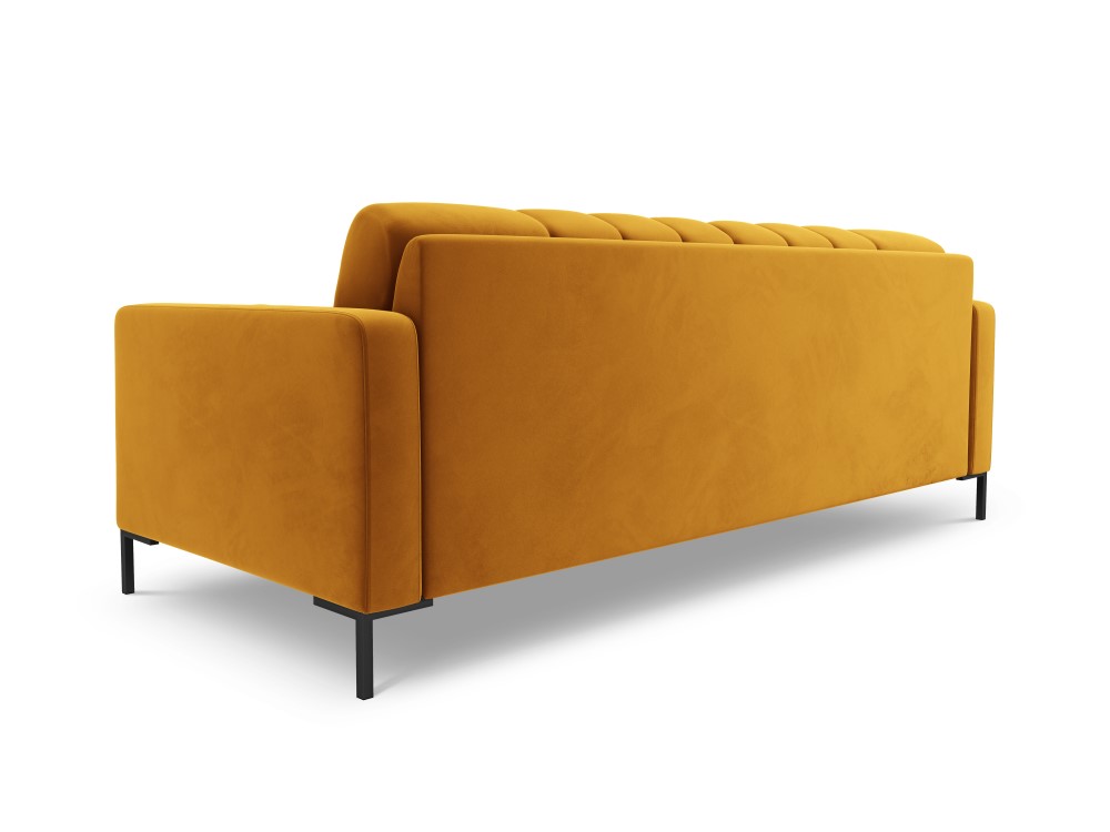 Cosmopolitan Design Sofa Bali 3-Sitzer Samt Bluvel Gelb Beine Schwarzes Metall