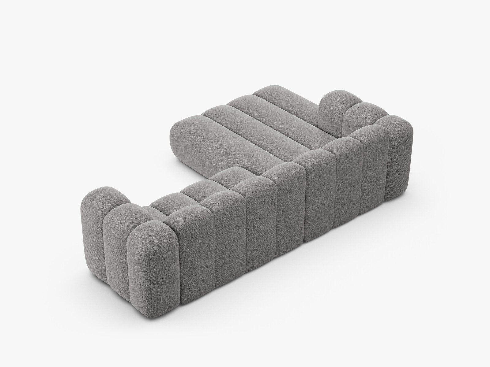 Micadoni Modulares Ecksofa Lupine 4-Sitzer mittelgroß Links Chenille Eden Hellgrau