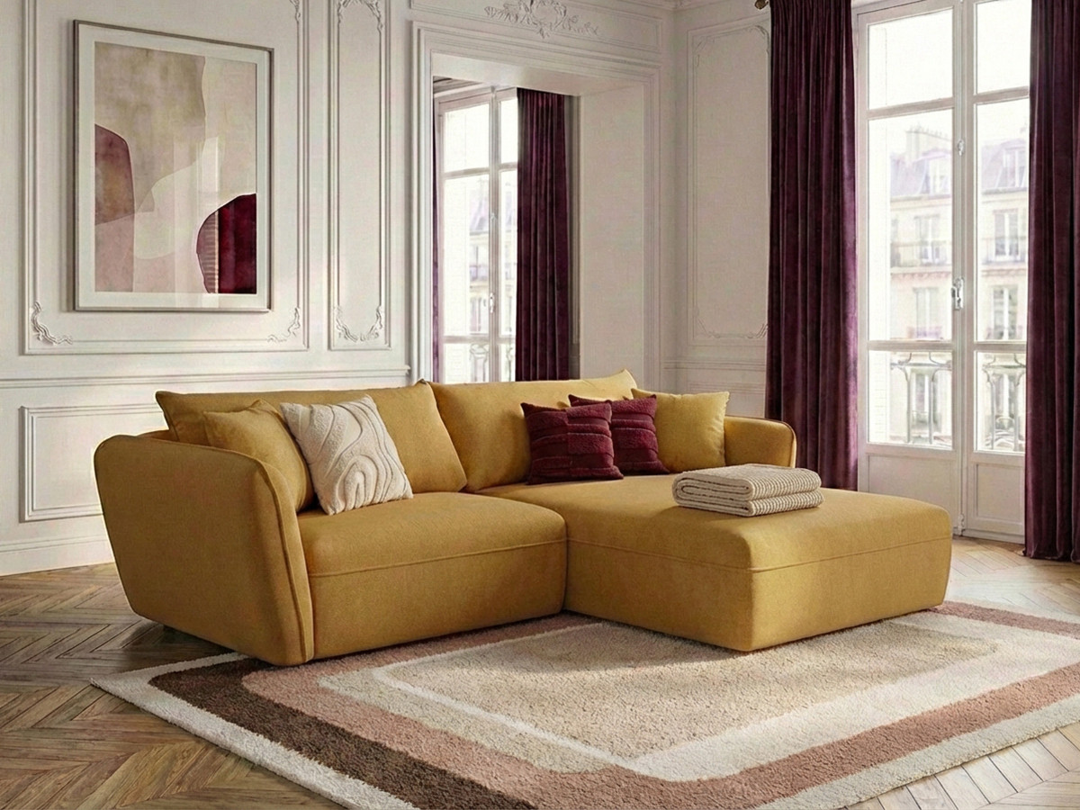 Bobochic Luigi Ecksofa Strukturstoff Gelb Ecke rechts