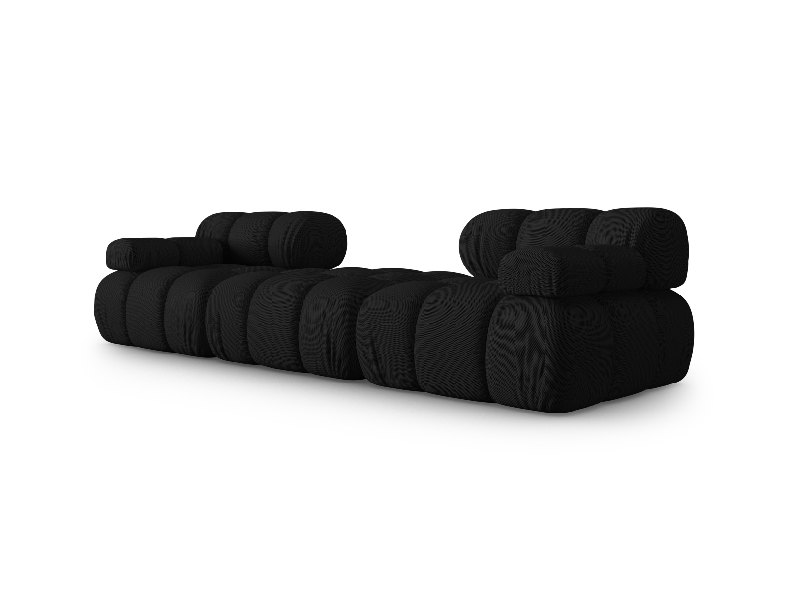 Micadoni Modulares Sofa Bellis 3-Sitzer mit flachem Modul 3D-Stoff Sonic Schwarz