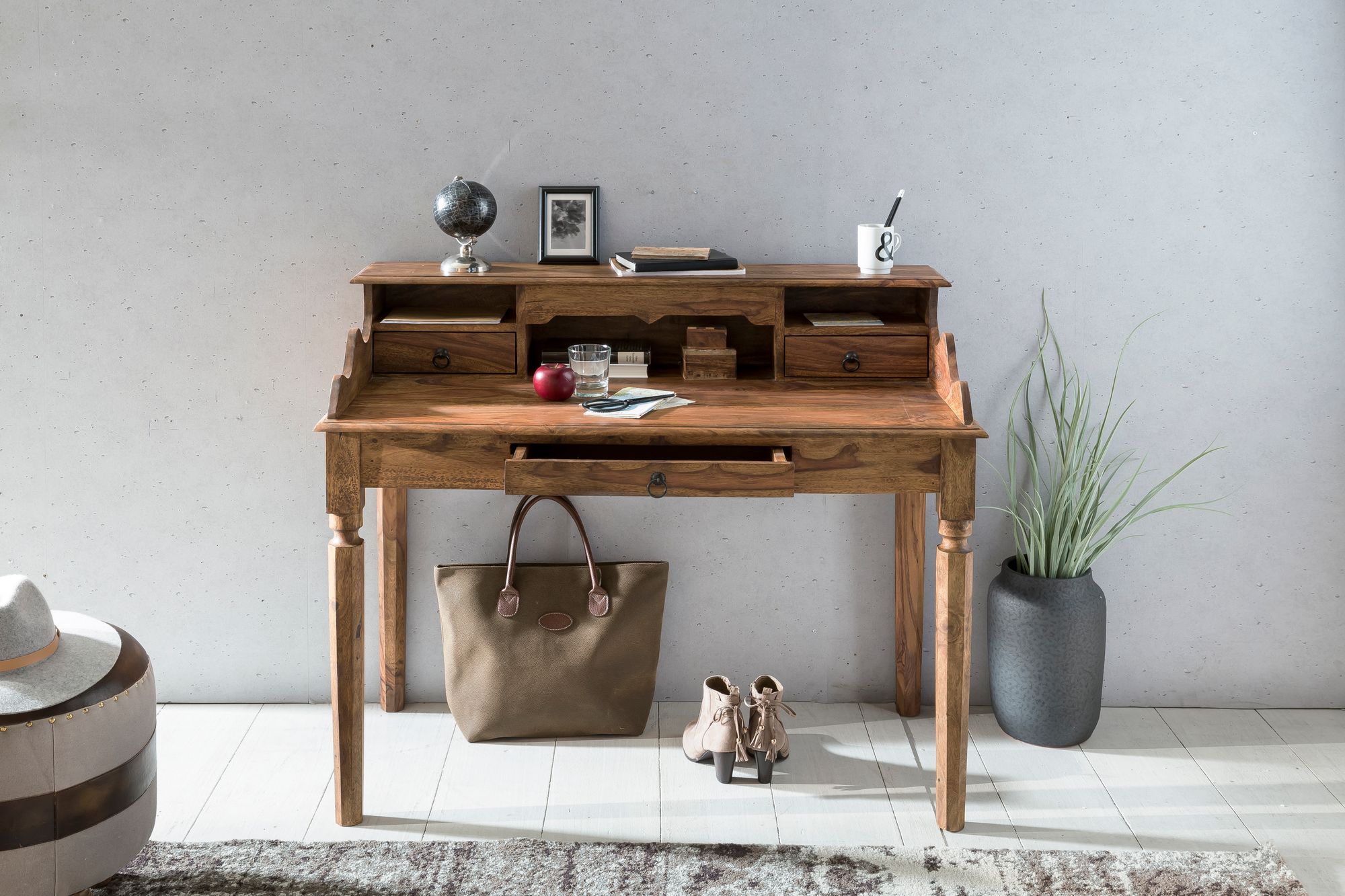Schreibtisch Larvik Massivholz Dunkelbraun 115 × 60 × 100 cm