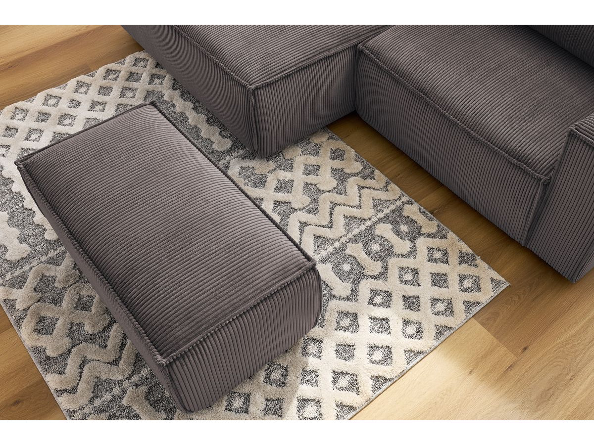 Bobochic Nihad Ecksofa mit Pouf Cordsamt Taupe Ecke links