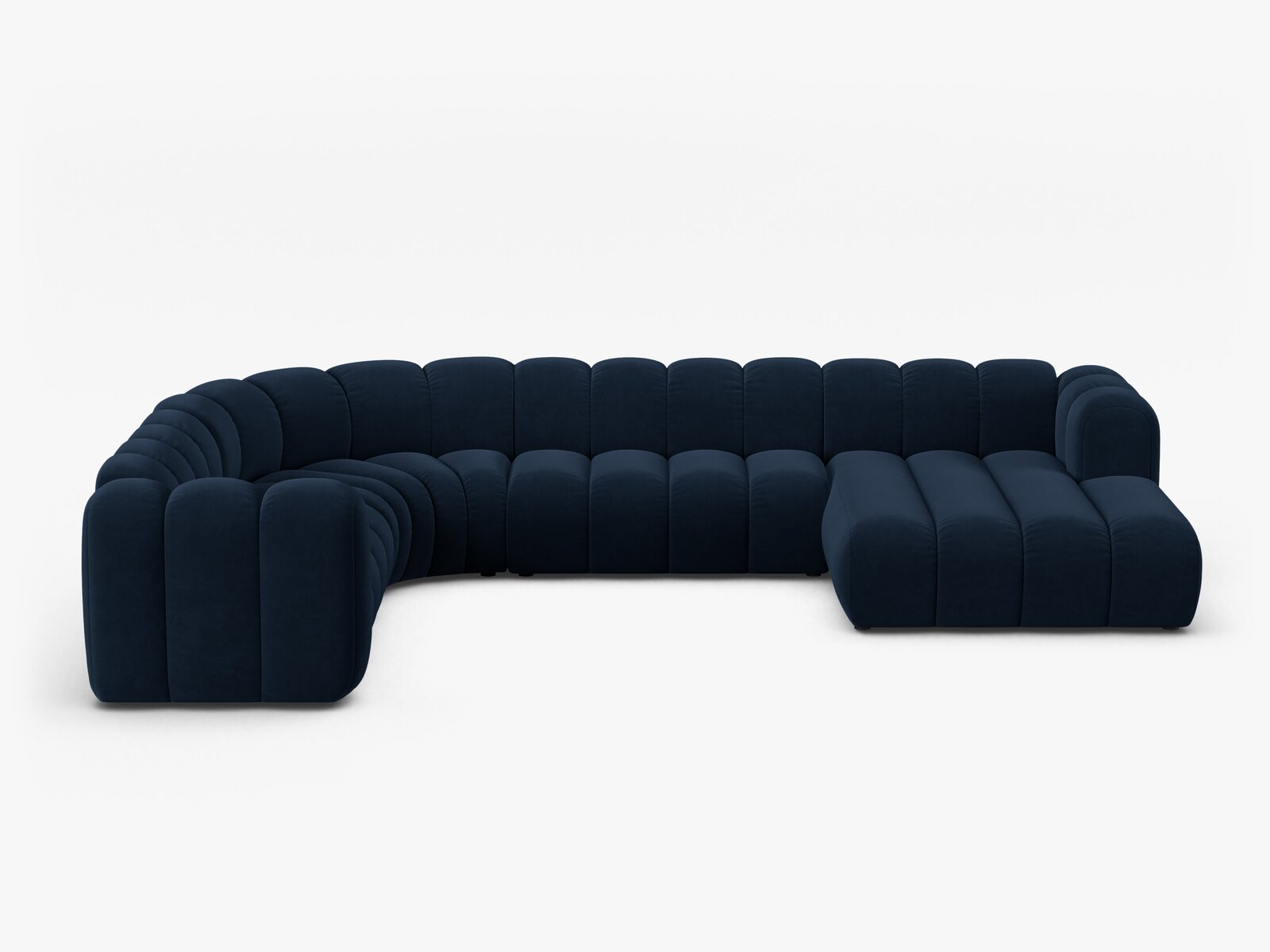 Micadoni Modulares Panorama Ecksofa Lupine 6-Sitzer Links Samt Salvador Königsblau