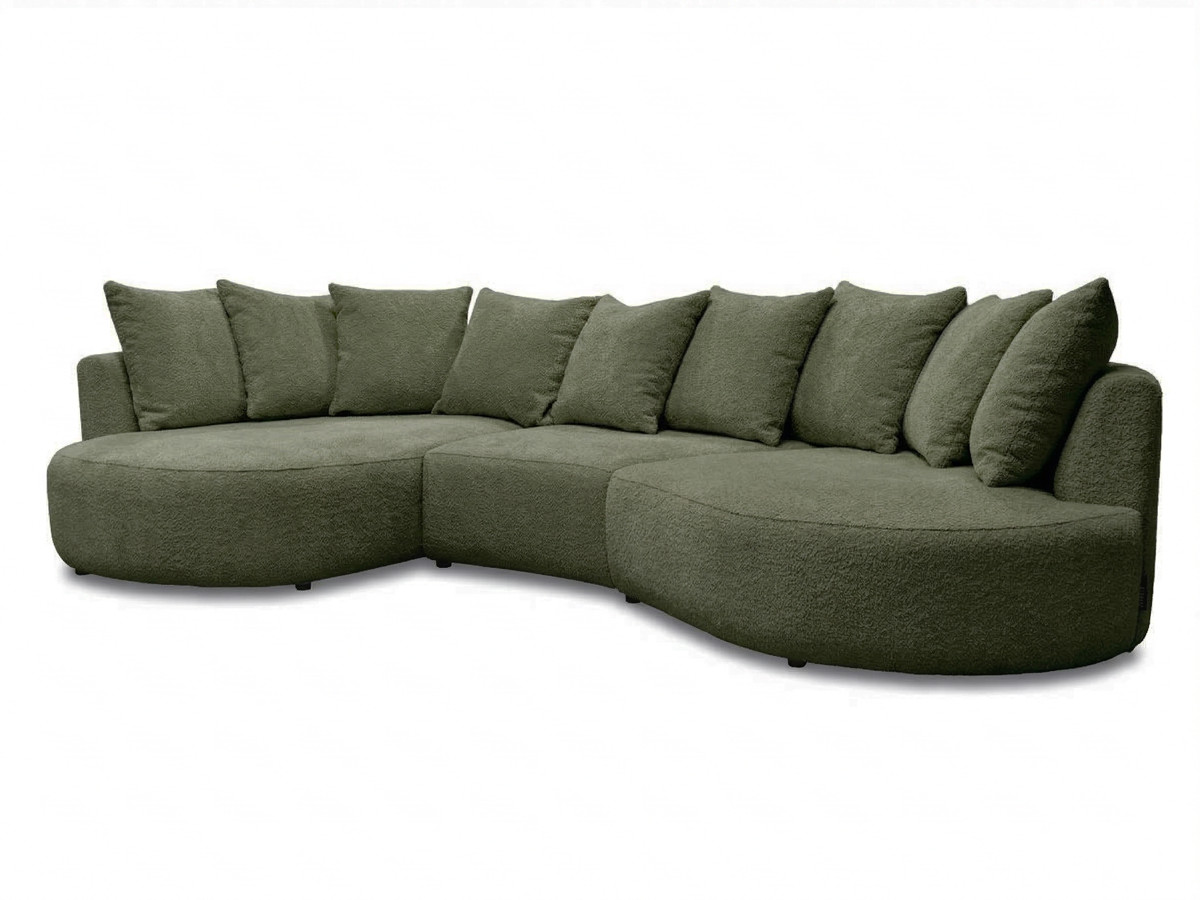 Bobochic Calypso Ecksofa Bouclé-Stoff Grün Ecke links