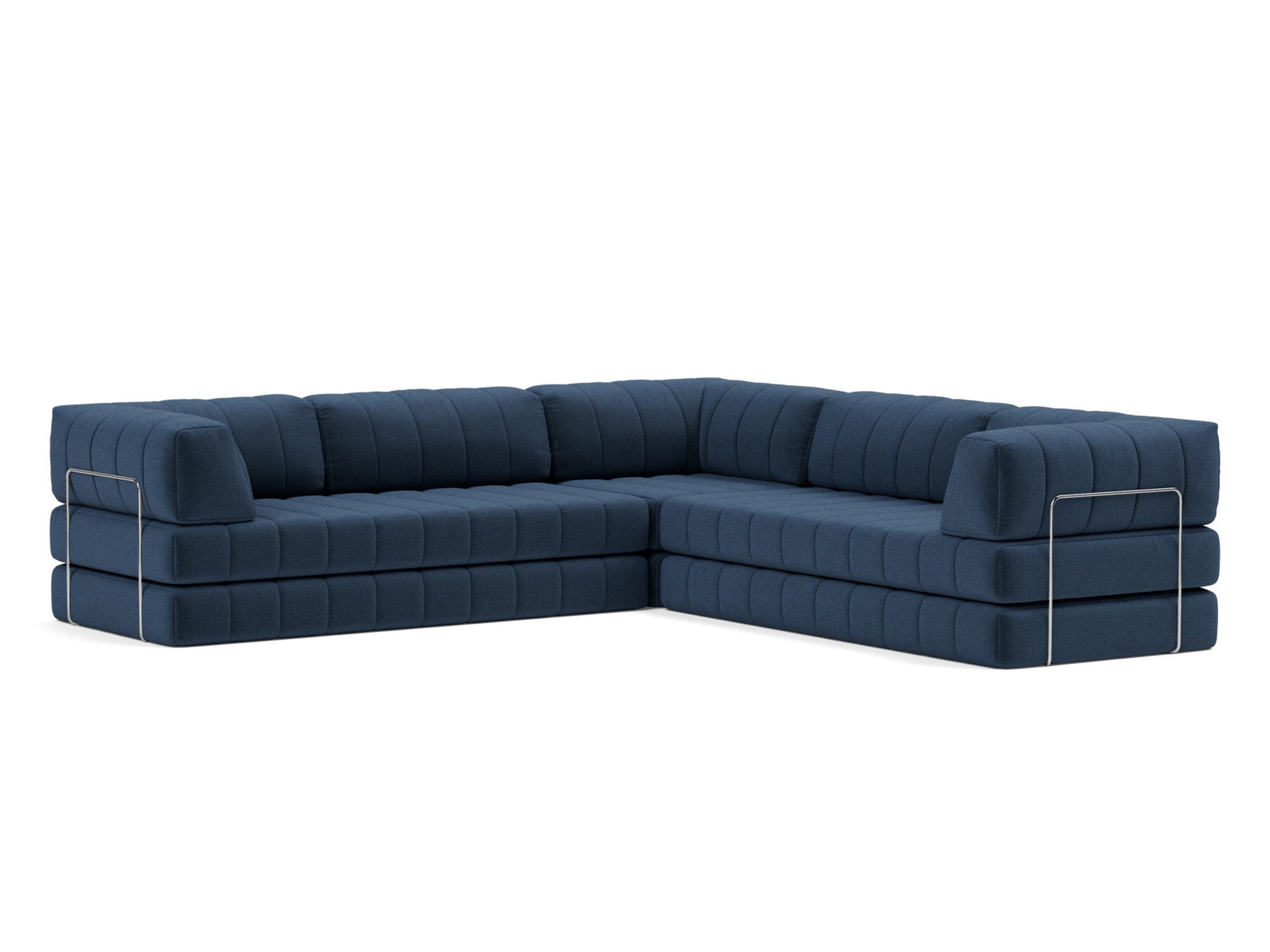 Eck-Schlafsofa CozyPad mit Armlehnen Chenille Esina 414-Indigo-Blue