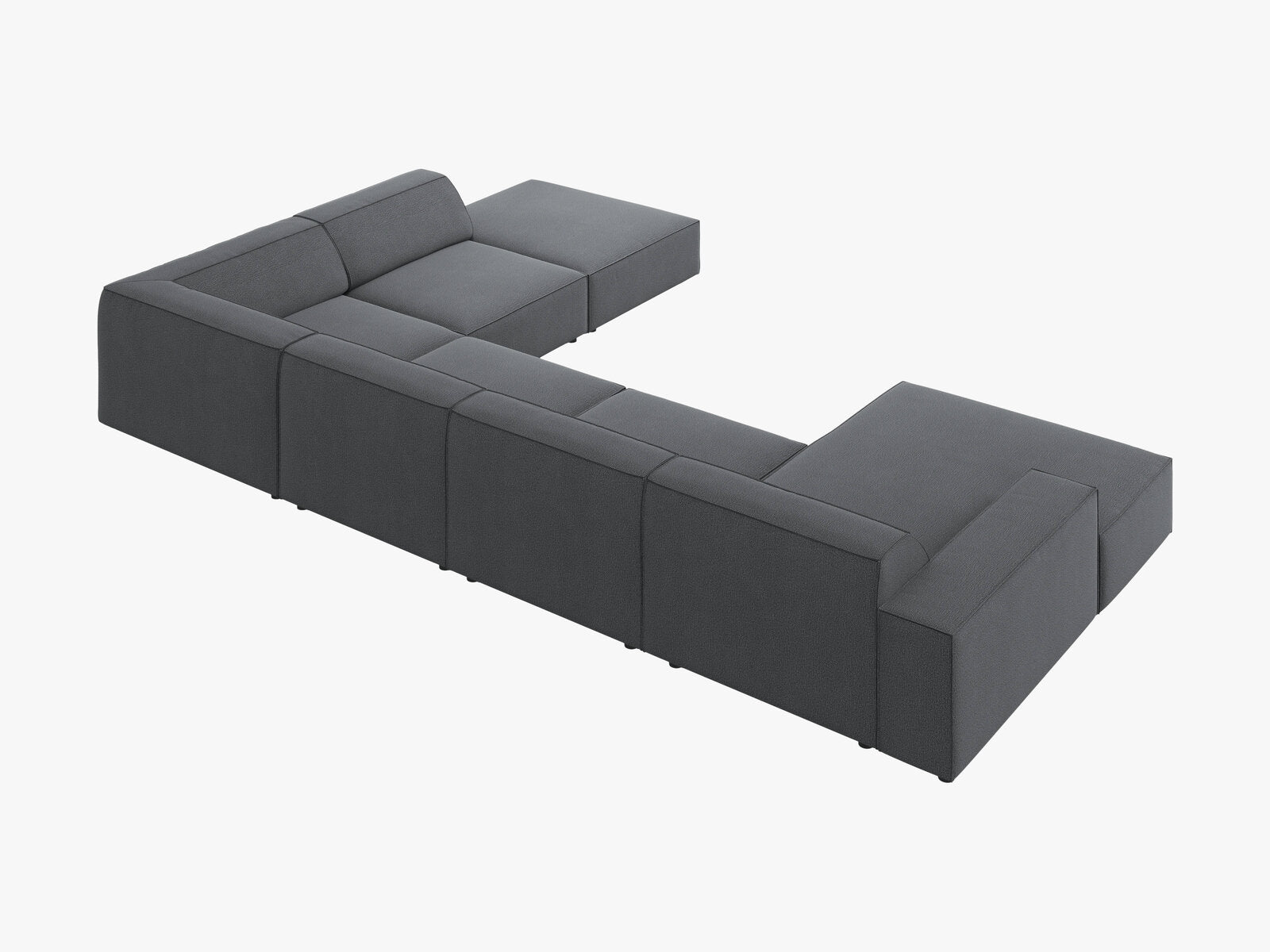 Micadoni Panorama-Ecksofa Jodie 7-Sitzer Rechts Strukturierter Stoff Megan Dunkelgrau