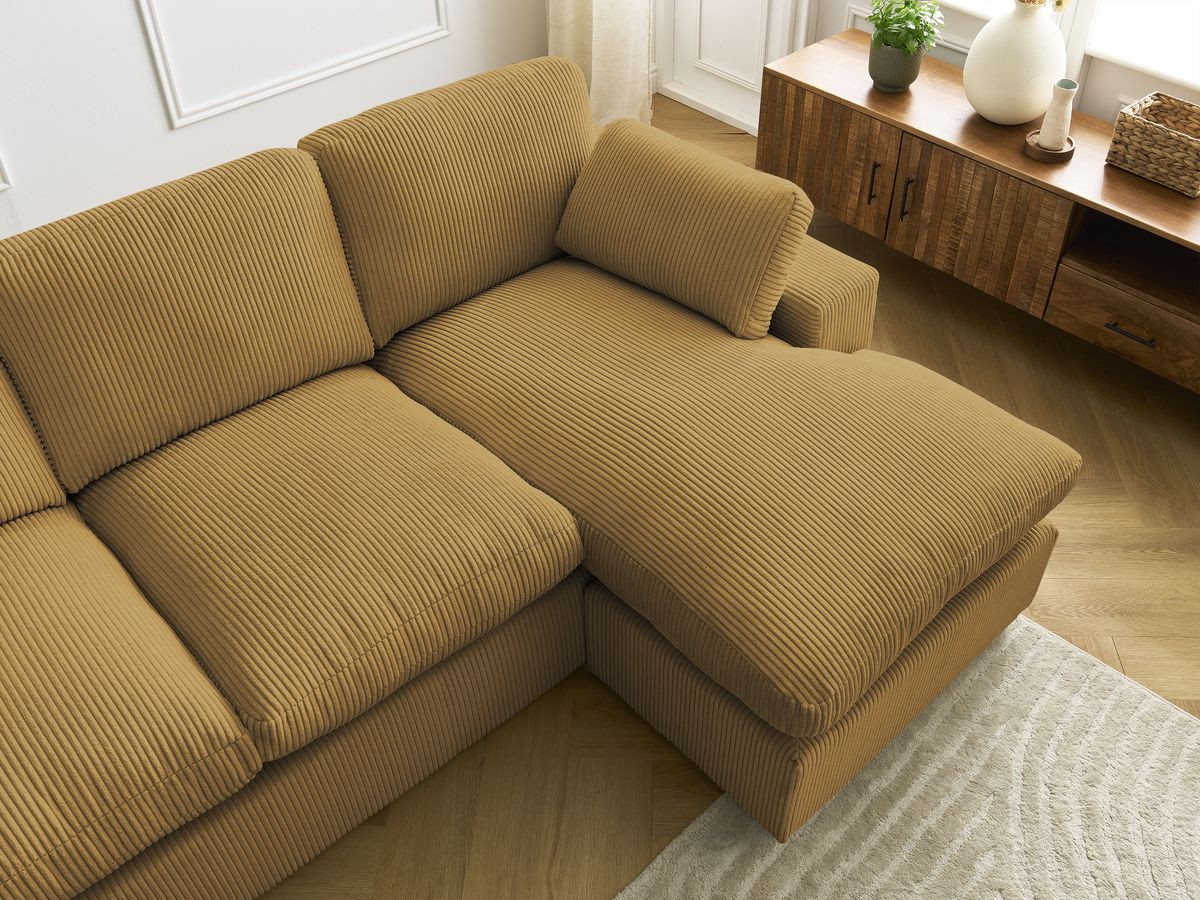 Bobochic Belair Ecksofa 220 × 139 cm Cordsamt Gelb