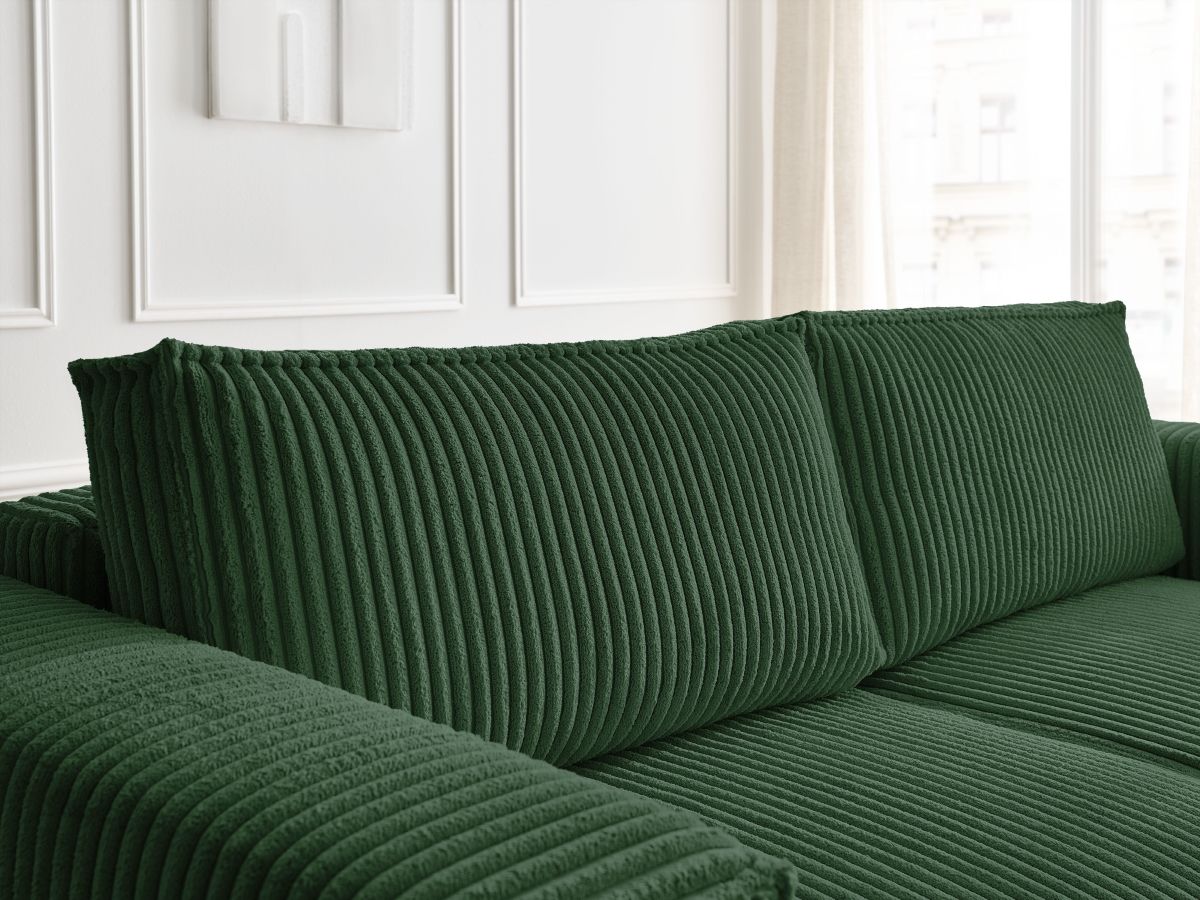 Bobochic Chelsea Schlafsofa 3-Sitzer mit Bettkasten Breitcord weich Grün