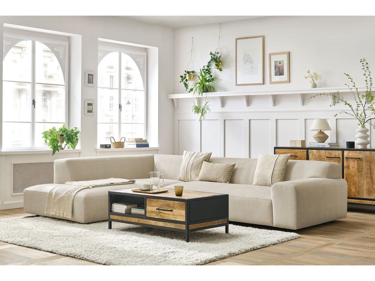 Bobochic Lavena Ecksofa 312 × 220 cm Samt Beige Ecke links