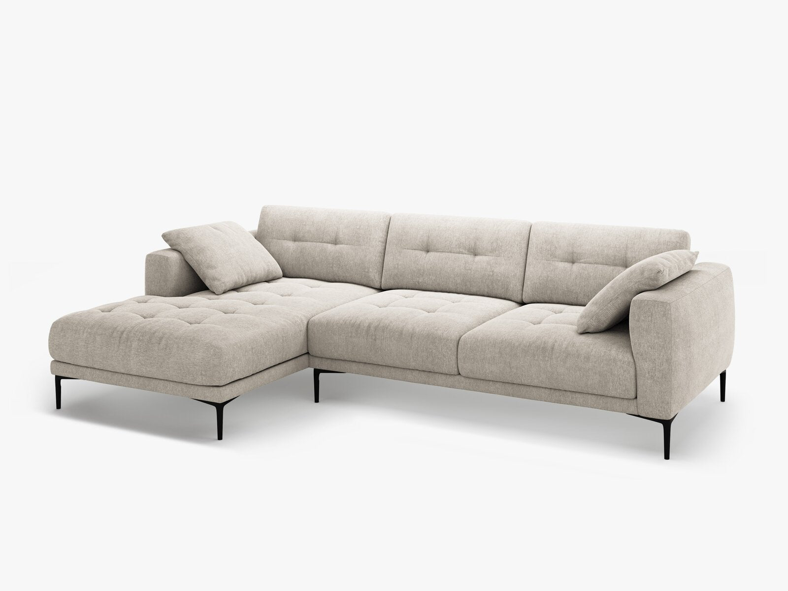 Micadoni Ecksofa Bemy 3-Sitzer Links Strukturierter Stoff Beige
