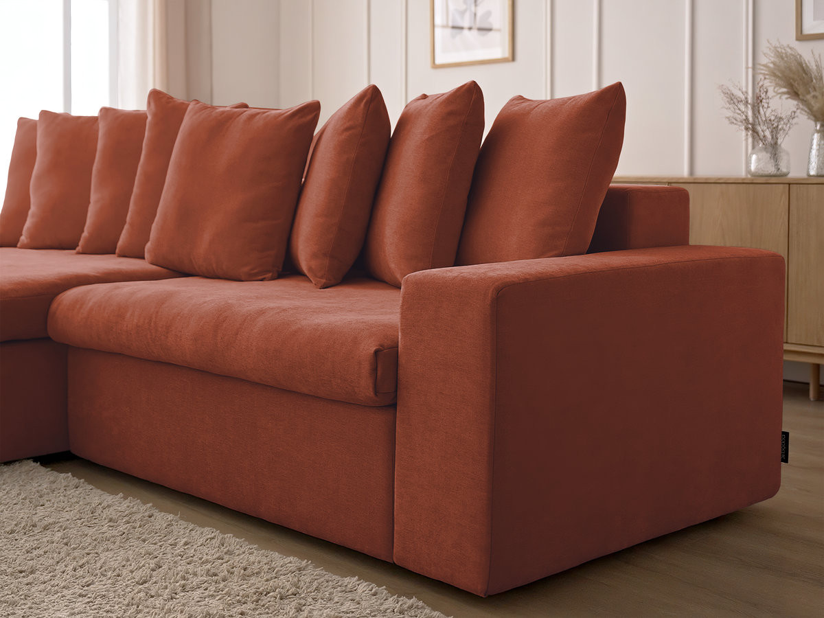 Bobochic Enore Ecksofa 330 × 100 cm Stoff Rot Ecke links