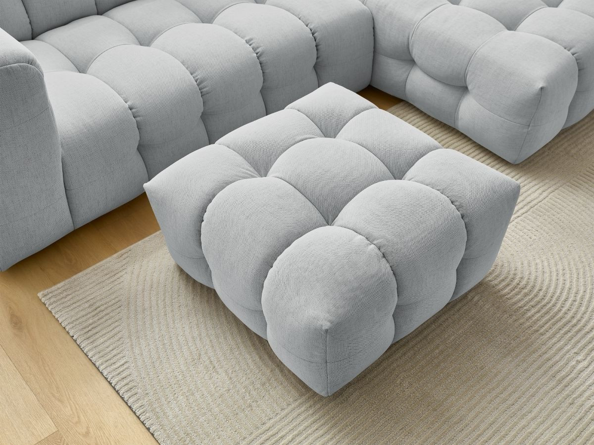 Bobochic Cloud Ecksofa mit Pouf 288 × 184 cm Stoff Hellgrau Ecke rechts