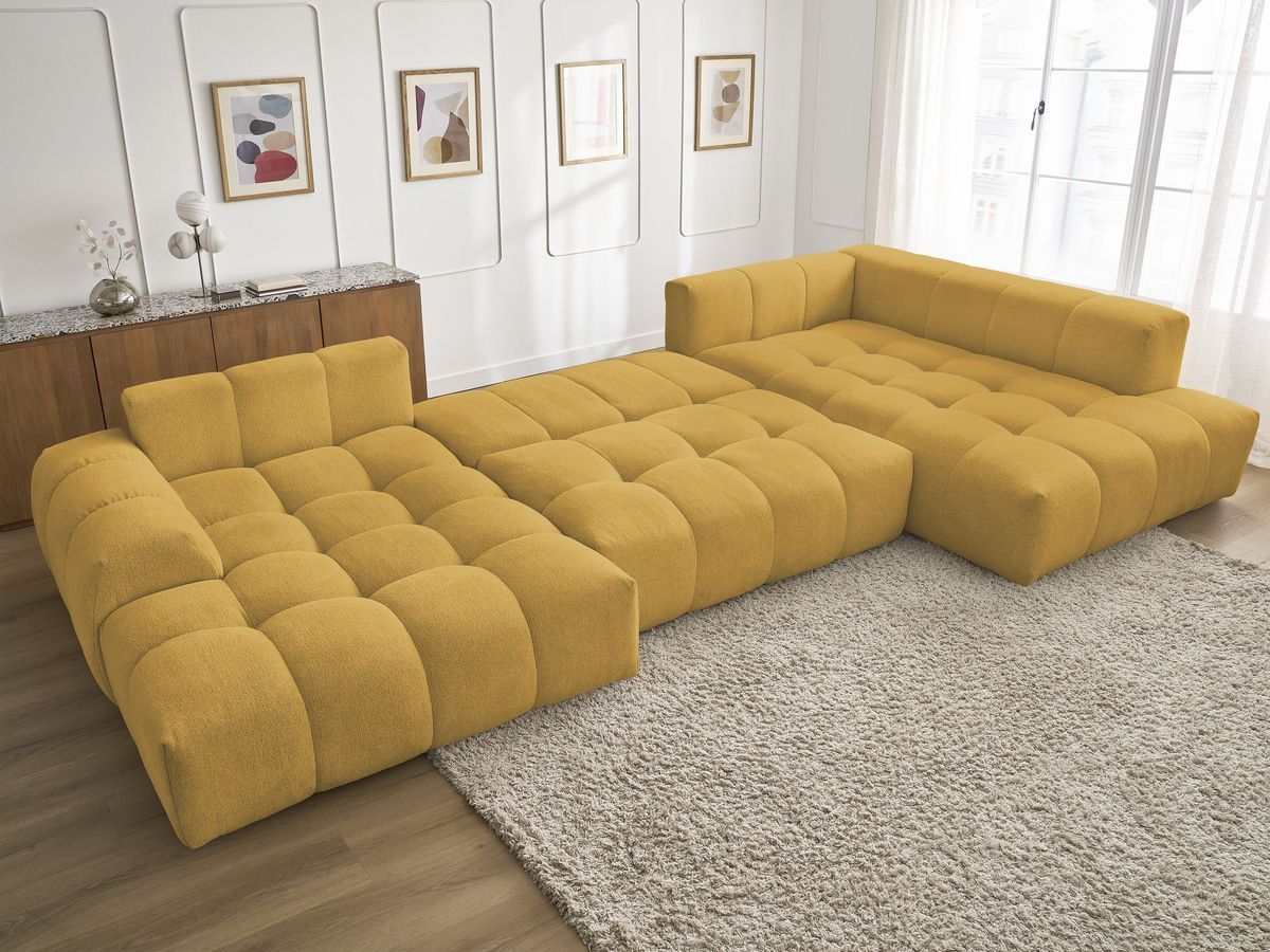 Bobochic Everest Wohnlandschaft, 6 Kissen Melange-Stoff Gelb Ecke links