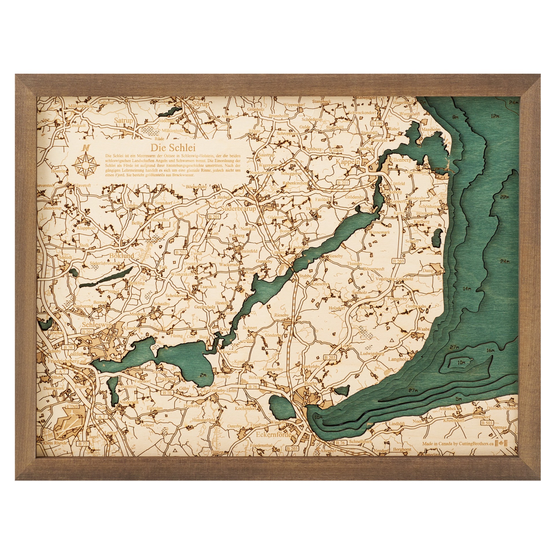 Cutting Brothers 3D Holz-Wandkarte Schlei Eckernförde 40.5 x 30.5 moebelfaktor