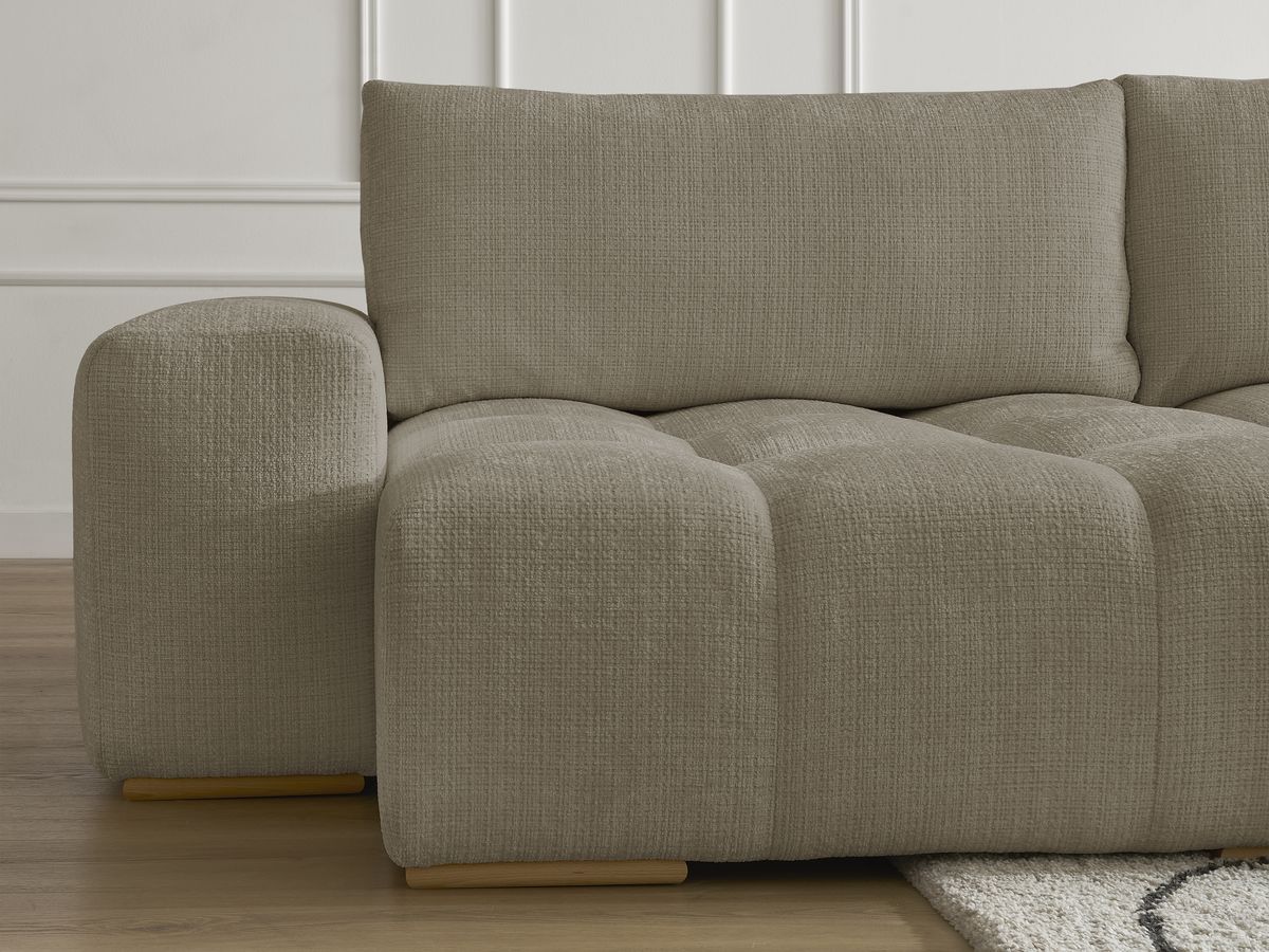 Bobochic Anakin Wohnlandschaft, Liegefläche 137 × 382 cm, 3 Kissen Strukturstoff Taupe