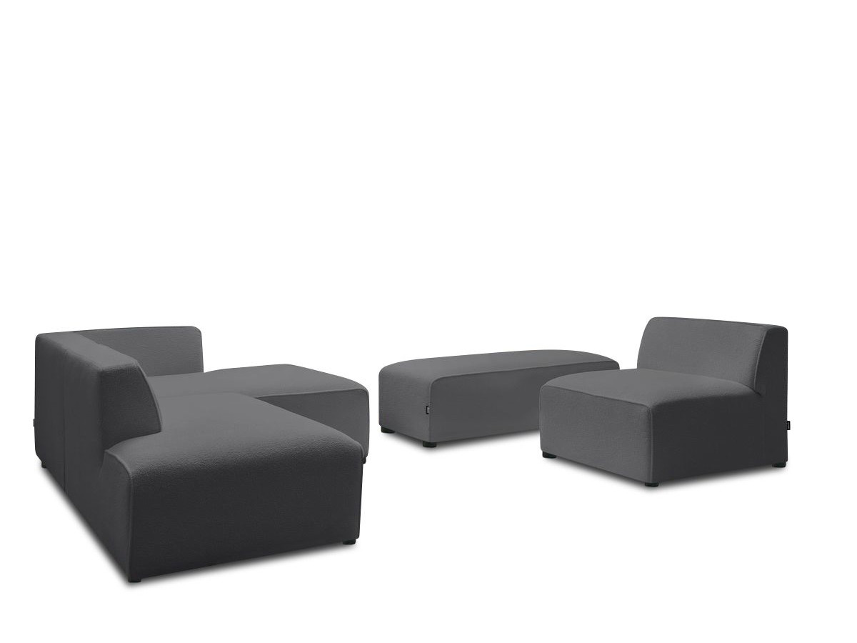 Bobochic Megeve Ecksofa mit Pouf Bouclé-Stoff Dunkelgrau Ecke rechts