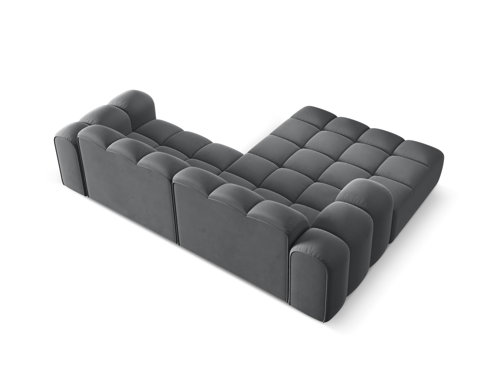 Cosmopolitan Design Ecksofa Treno 3-Sitzer Samt Bluvel Grau Links