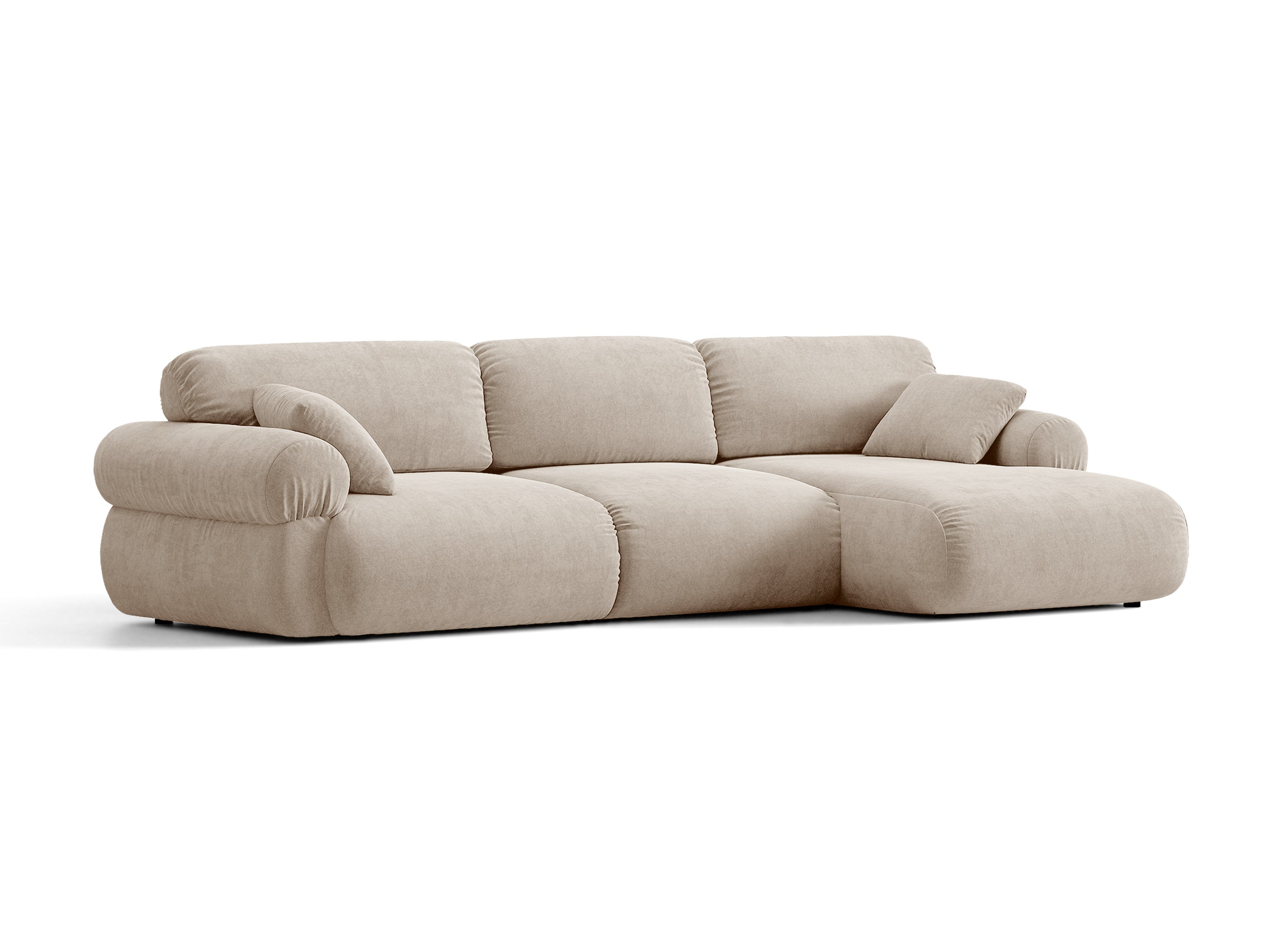 Micadoni Ophelia Ecksofa 6-Sitzer Strukturierter Stoff Liberty Beige Rechts