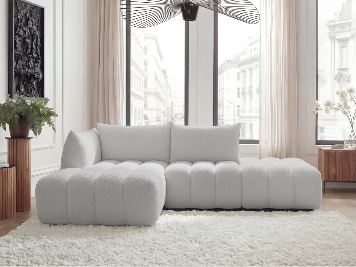 Bobochic Azra Ecksofa 319 × 178 cm Bouclé-Stoff Hellgrau Ecke links