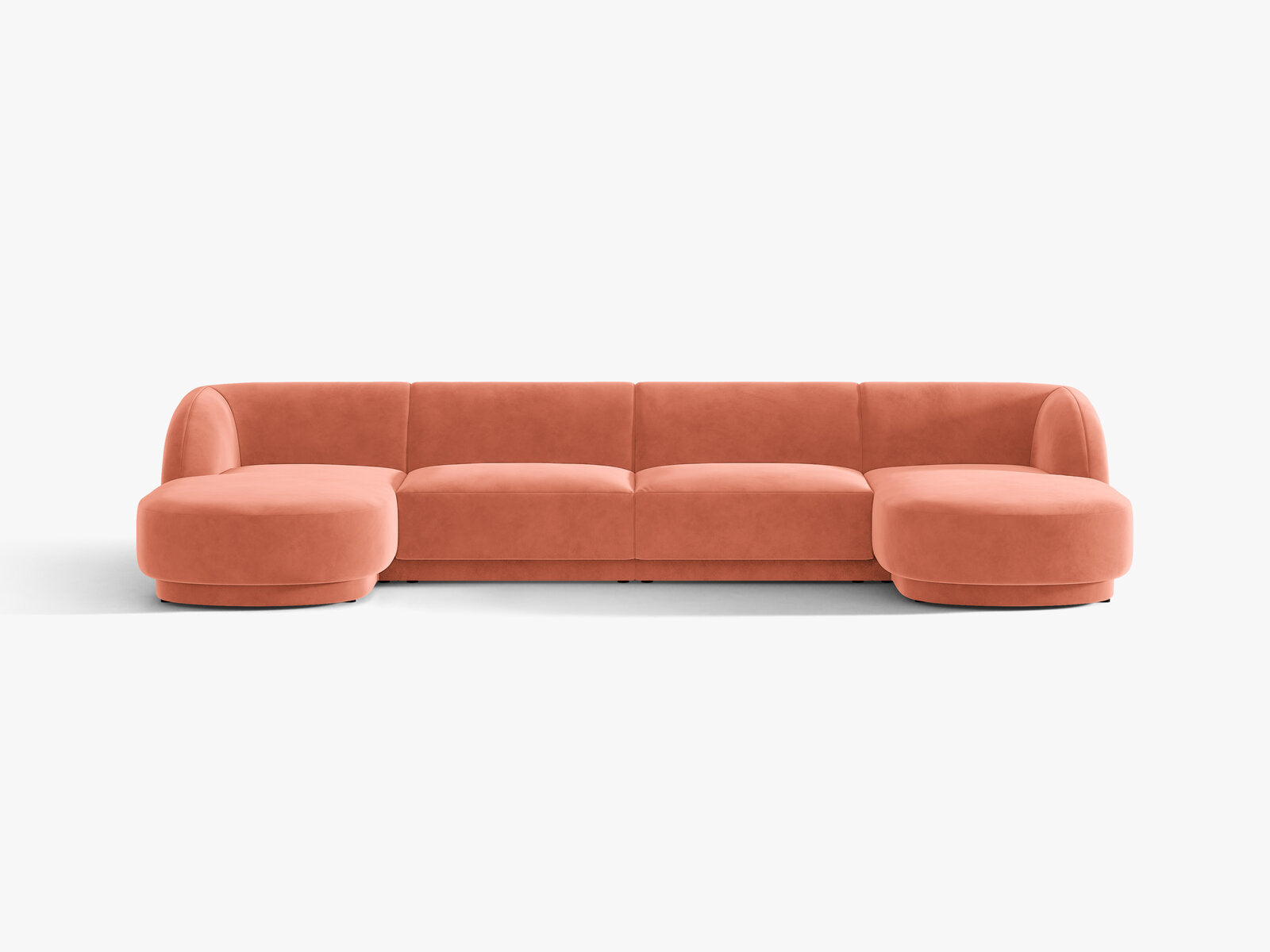 Micadoni Panorama-Sofa Miley 5-Sitzer Samt Venus Koralle