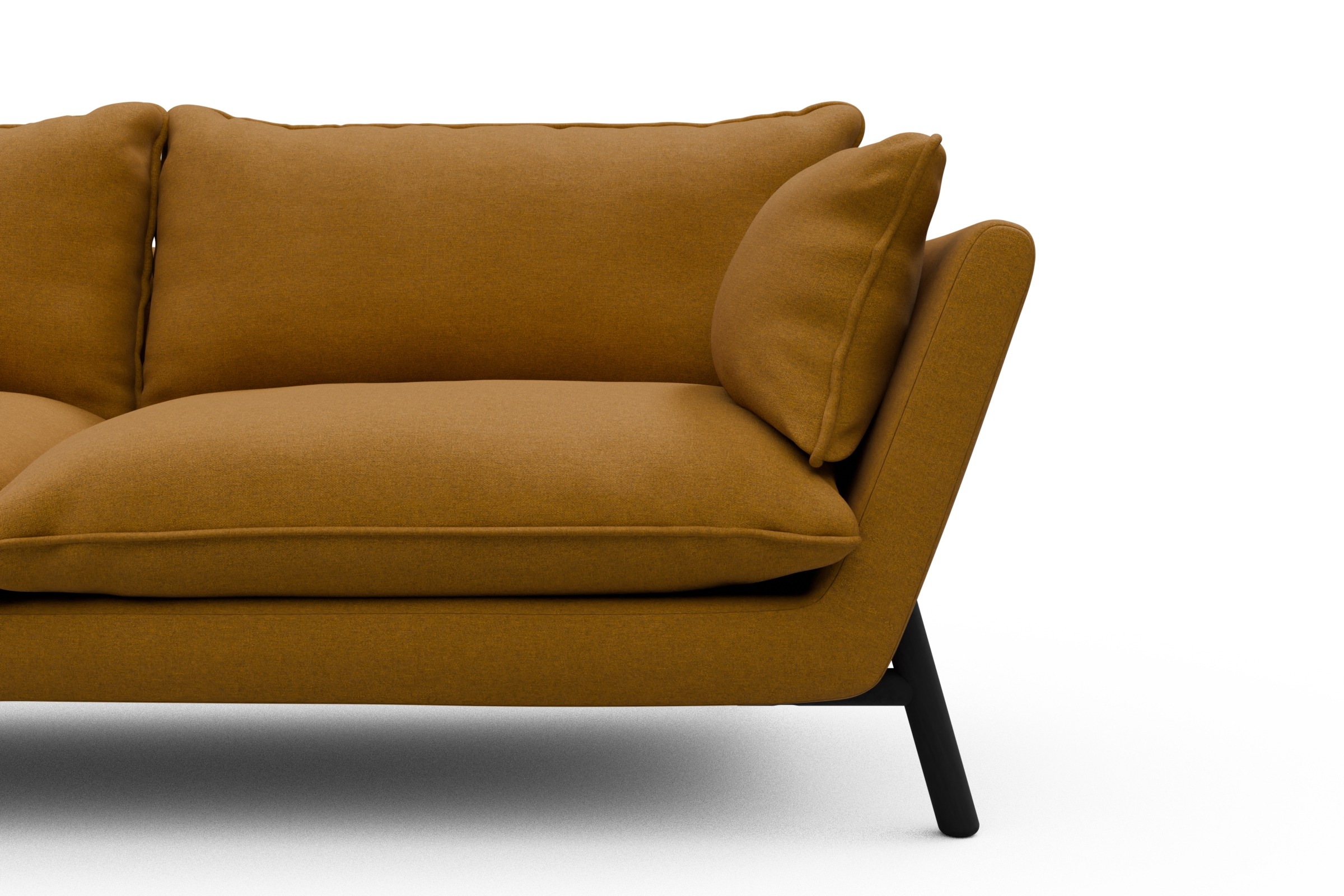 Sofa Emil PREMIUM 3-Sitzer Beinfarbe Eiche Schwarz Satya-Ocre